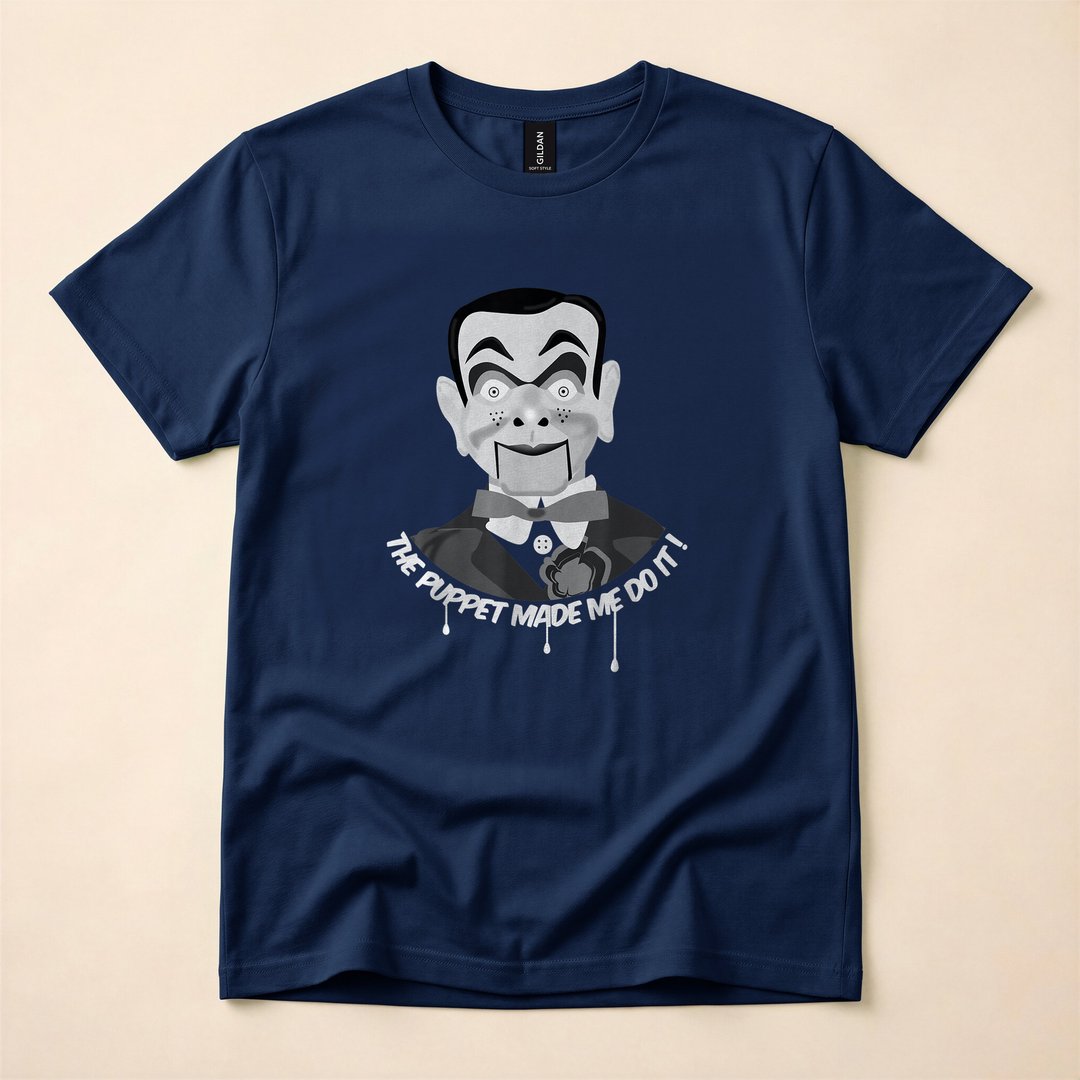 The Puppet Made Me Do It Creepy Ventriloquist Halloween T-Shirt - photo 2