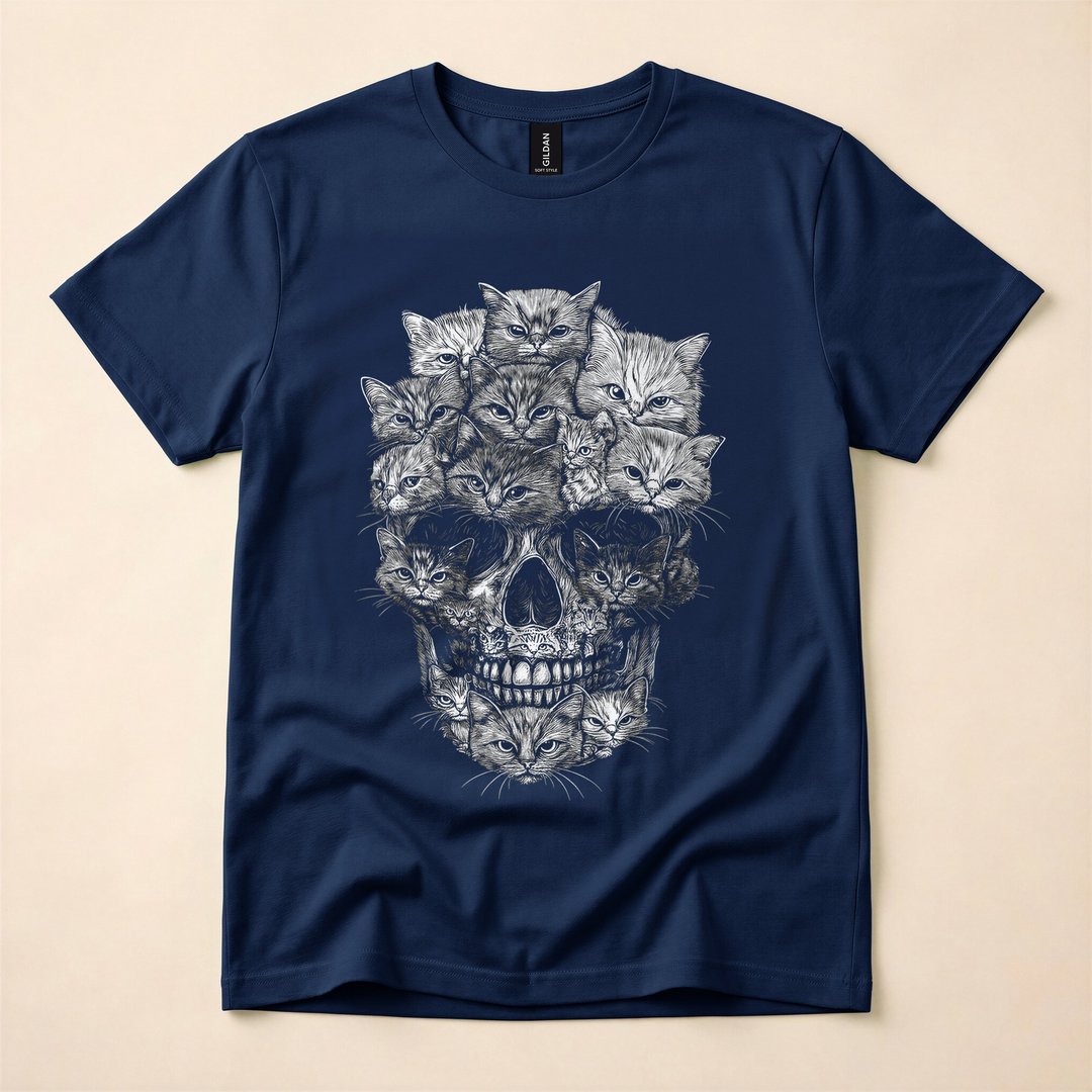 A Skull But It's Cats Kitty Skeleton Halloween T-Shirt - photo 2