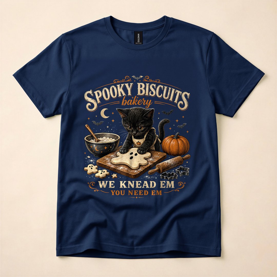 Spooky Biscuits Bakery Vintage Kitten Autumn T-Shirt - photo 2