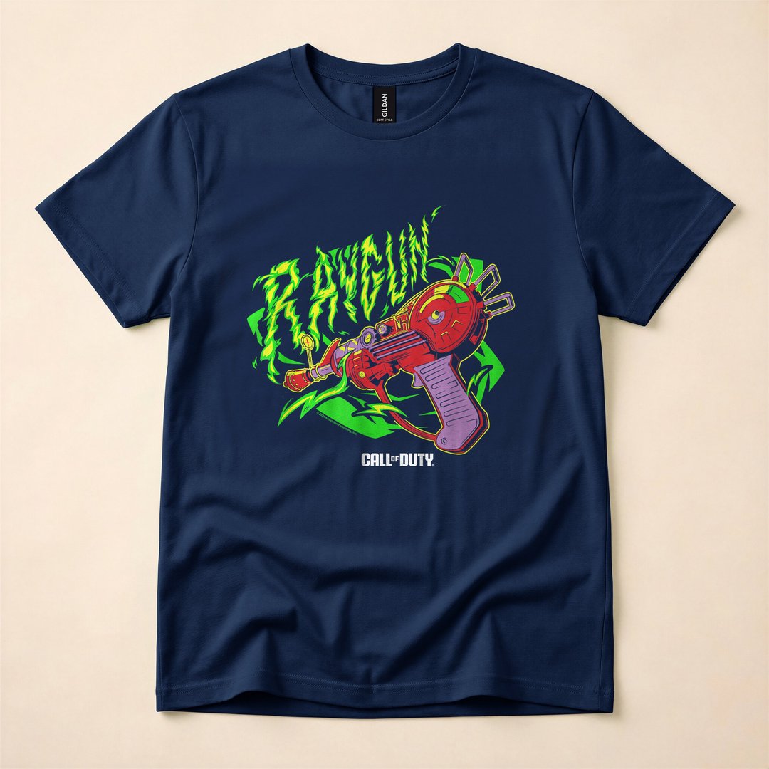 Call of Duty Zombies Raygun Neon Retro Logo T-Shirt - photo 2