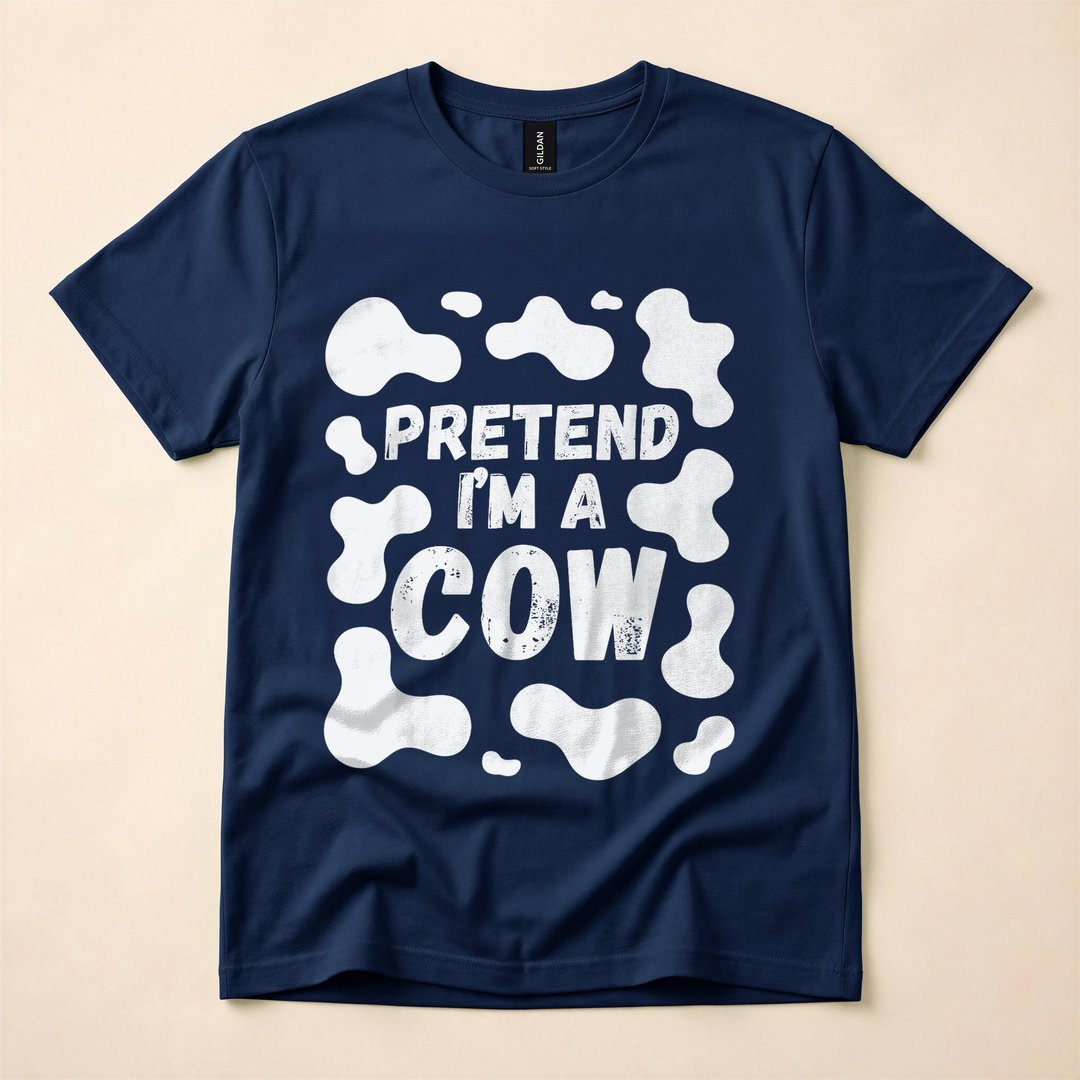 Pretend I'm a Cow Funny Last-Minute Halloween Costume T-Shirt - photo 2