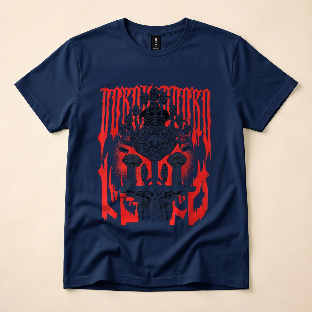 Caiman with Zombie Heads Dark Anime Horror T-Shirt - photo 2