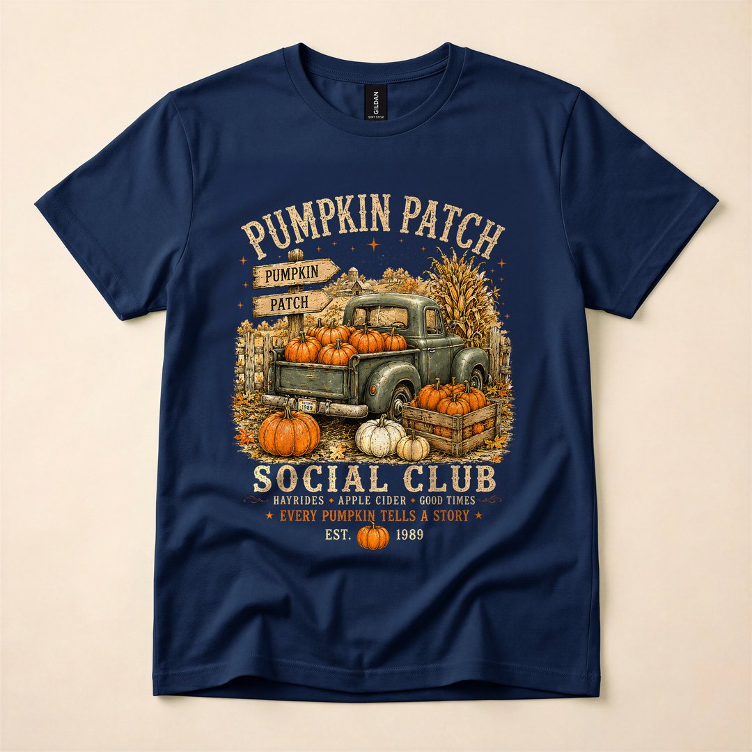 Retro Pumpkin Patch Social Club Fall Halloween T-Shirt - photo 2