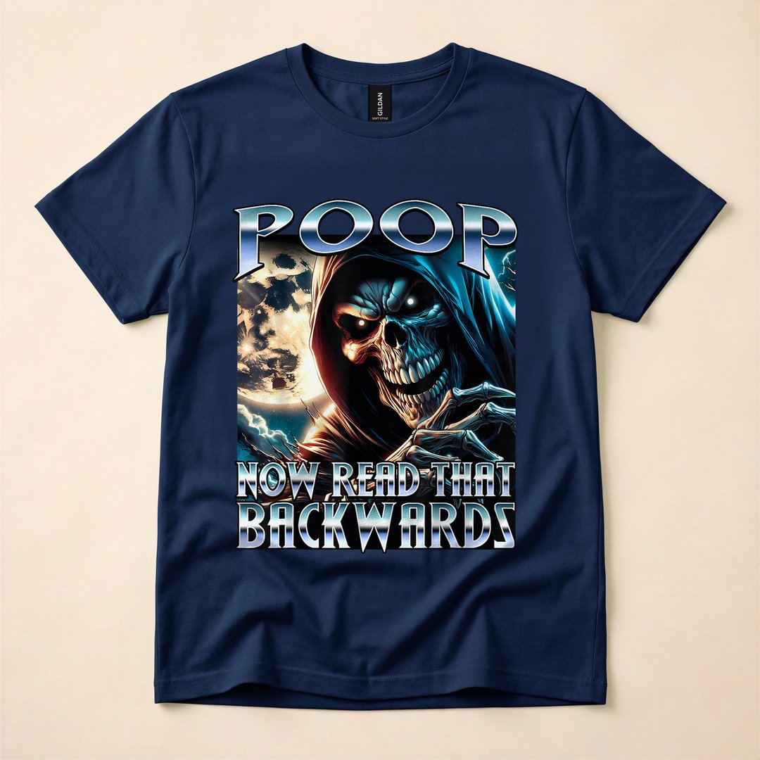 Now Read It Backwards Funny Skeleton Bootleg Meme T-Shirt - photo 2
