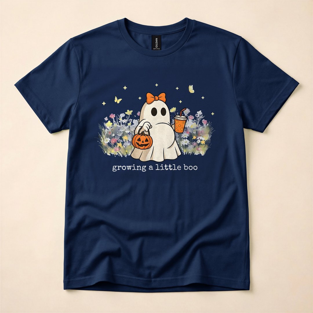 Growing a Little Boo Ghost Halloween Pregnancy T-Shirt - photo 2