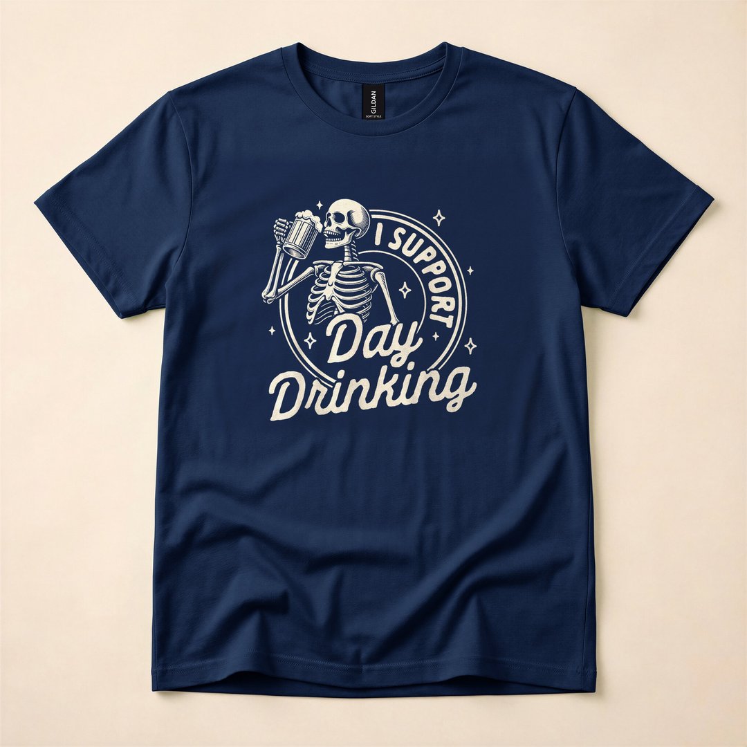 Skeleton Beer Lover I Support Day Drinking Funny T-Shirt - photo 2
