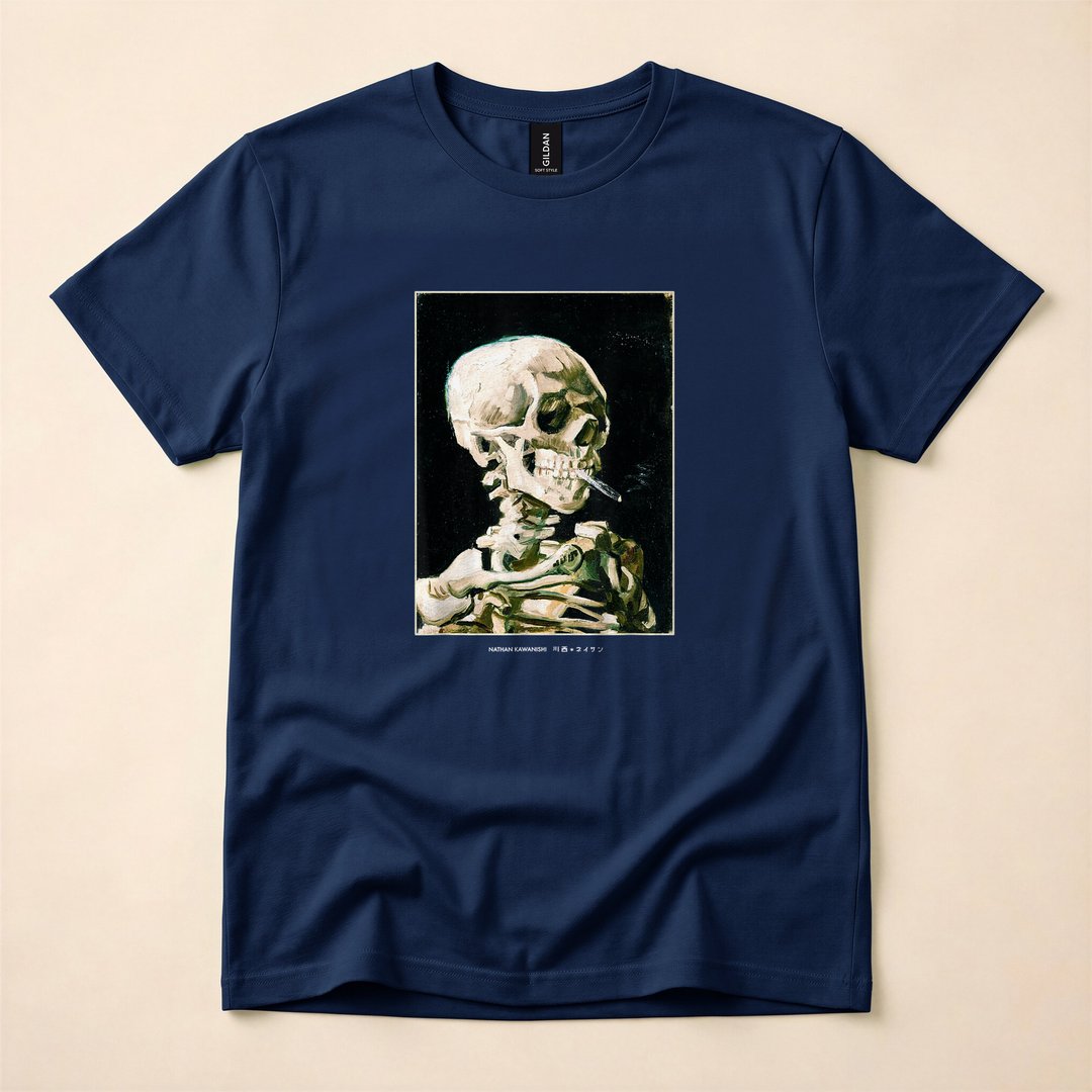 Van Gogh Skeleton Aesthetic Streetwear Halloween T-Shirt - photo 2