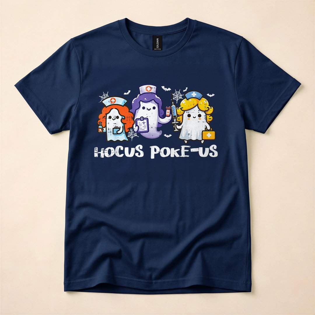 Hocus Poke Us Ghost Nurse Halloween Costume T-Shirt - photo 2
