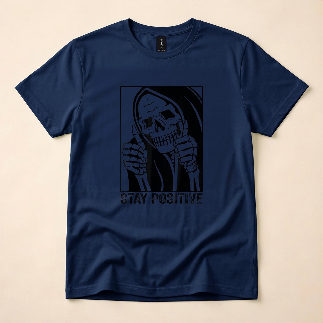 Stay Positive Funny Skull Skeleton Halloween T-Shirt - photo 2