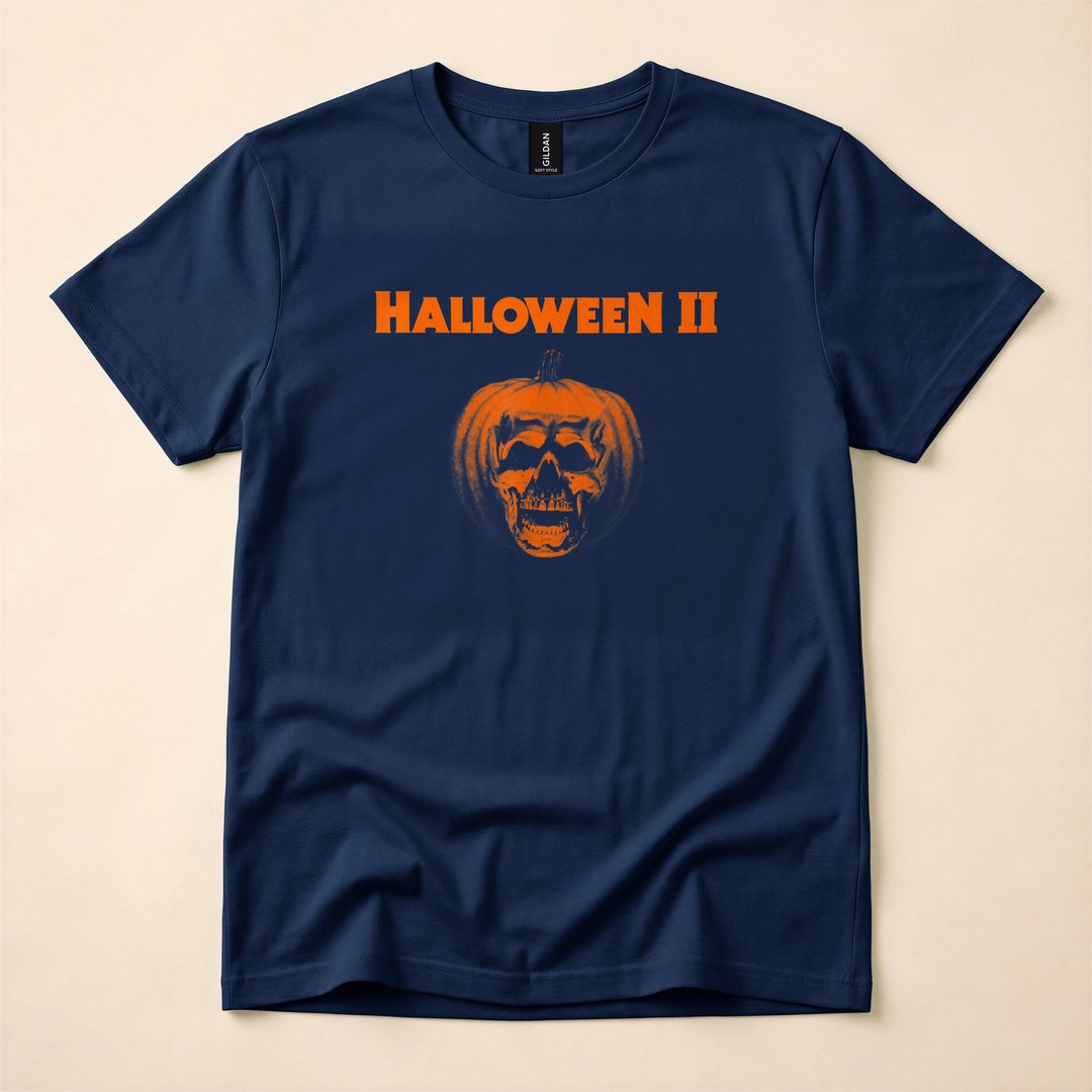 Halloween 2 Pumpkin Face Logo Horror Movie T-Shirt - photo 2