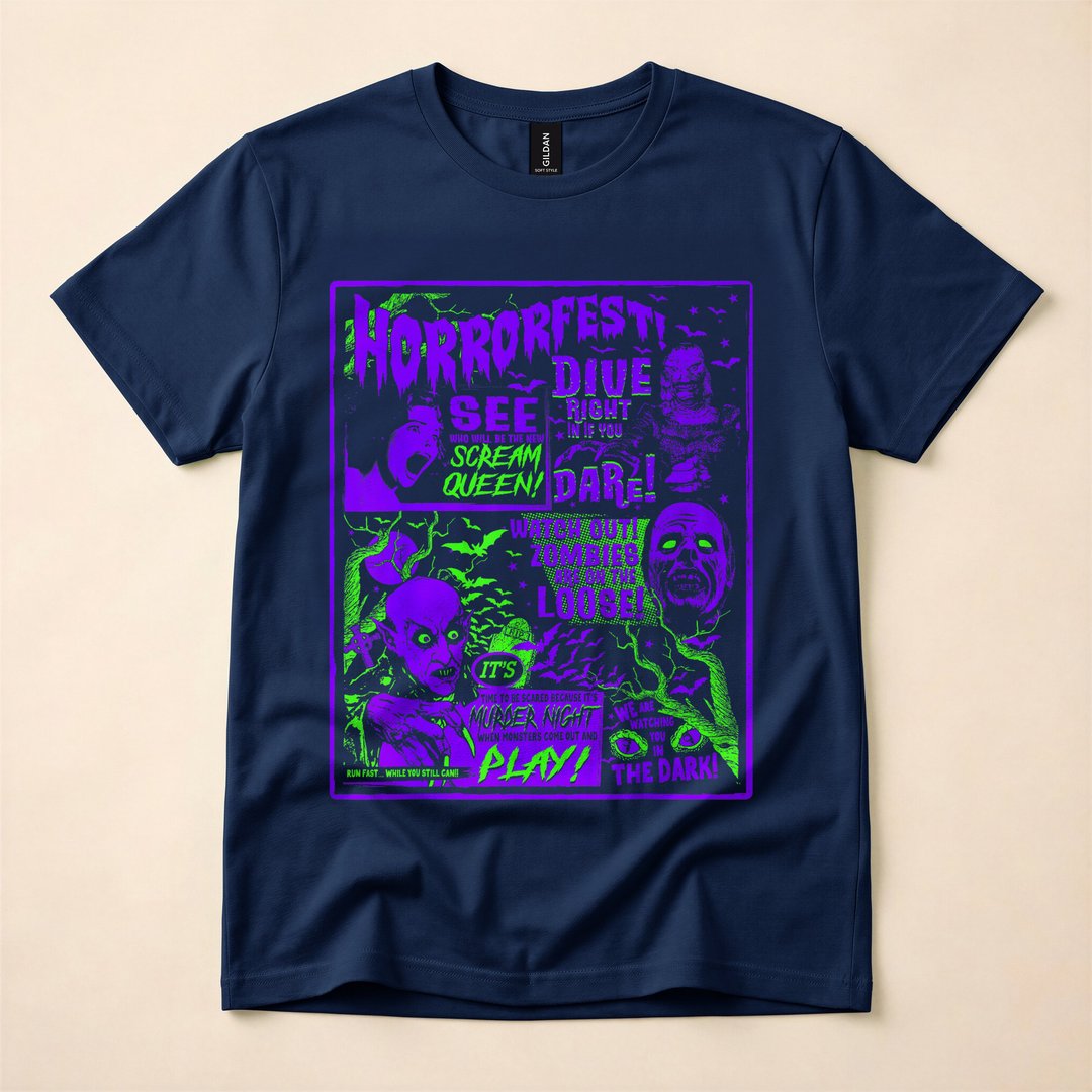 Vintage Halloween Classic Horror Movie Poster T-Shirt - photo 2