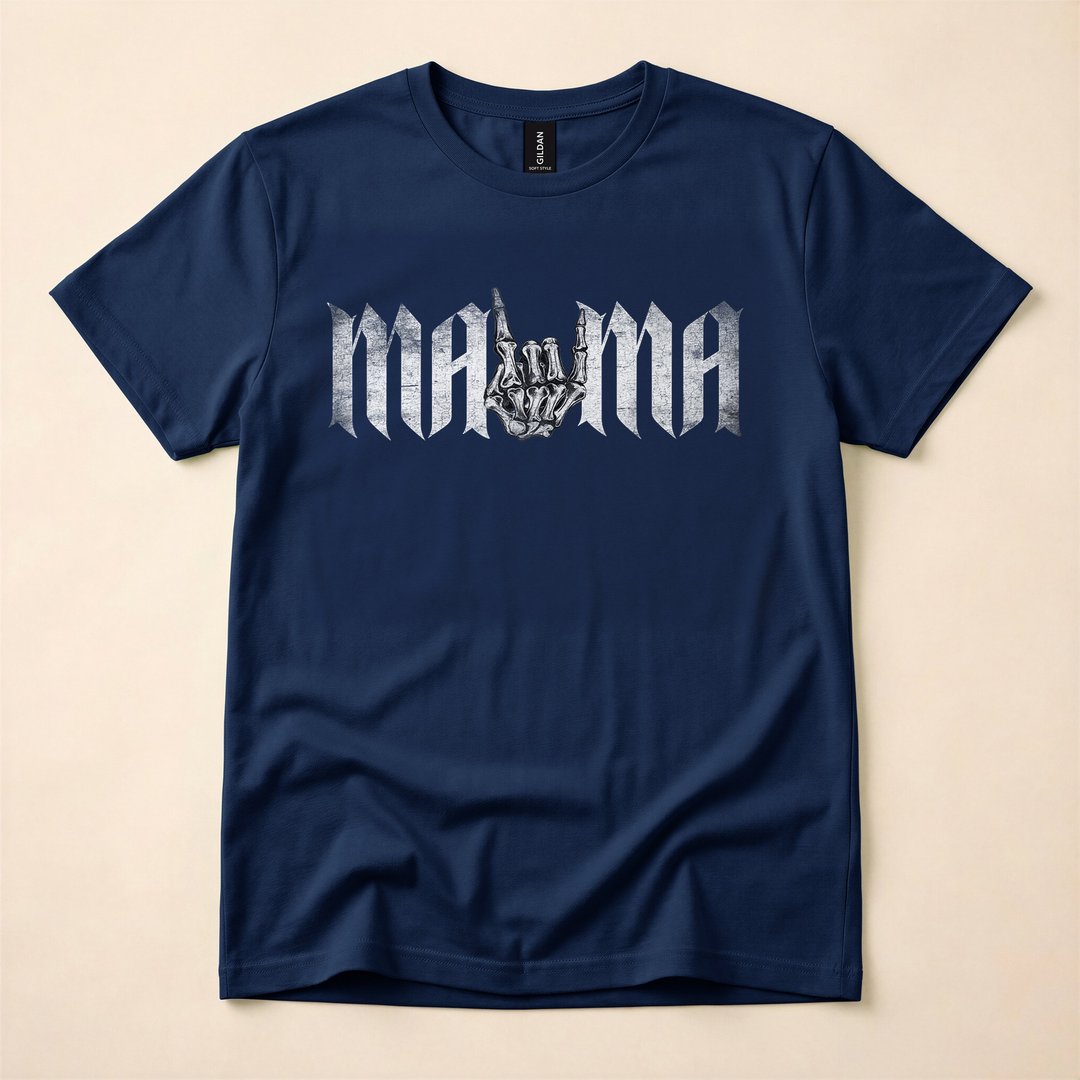 Mama Rock On Skeleton Hand Rock and Roll T-Shirt, Funny Halloween Gift for Mom - photo 2
