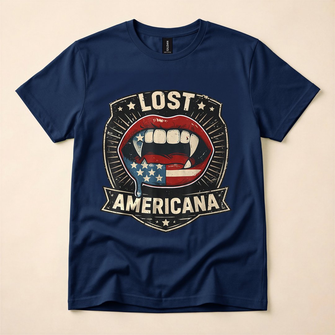 Lost Americana Vampire Retro Patriotic Halloween T-Shirt - photo 2
