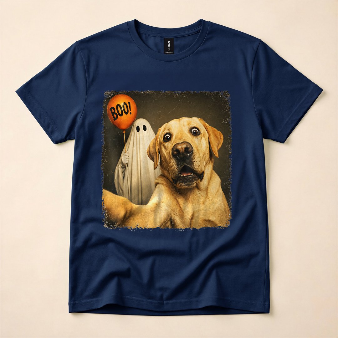 Boo Yellow Labrador Halloween Ghost Dog T-Shirt - photo 2