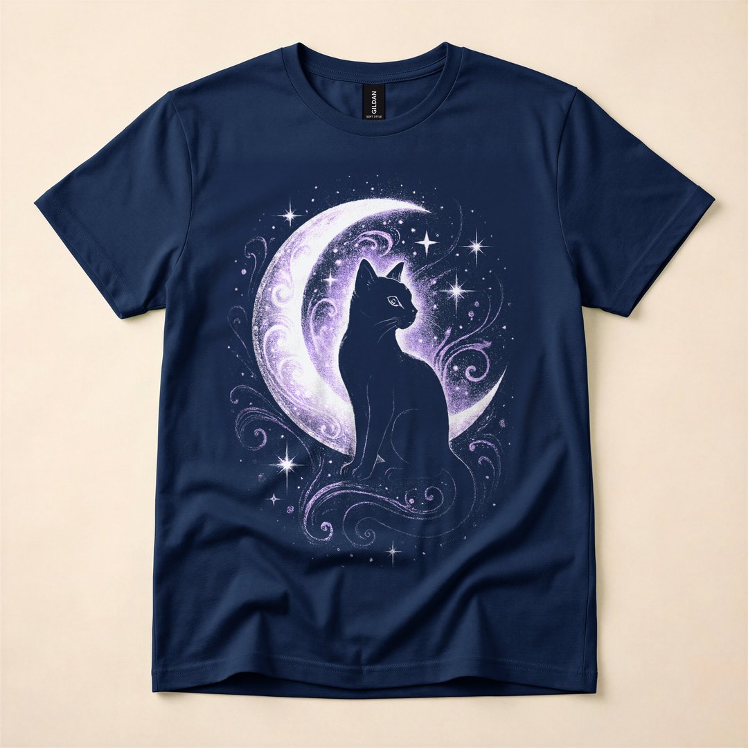 Witchy Moon Cat Pastel Goth Witch Aesthetic T-Shirt - photo 2