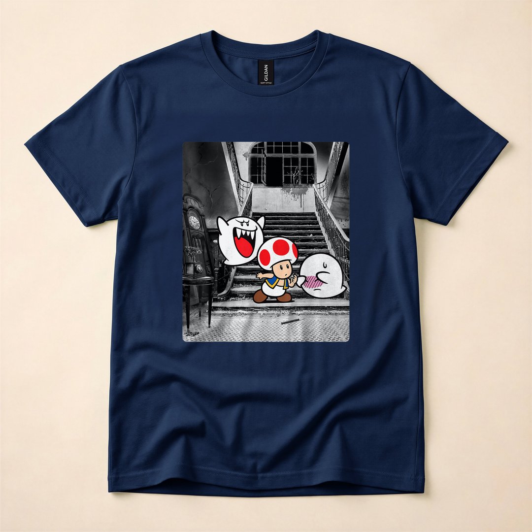 Toad and Boo Haunted Mansion Portrait Halloween T-Shirt - photo 2