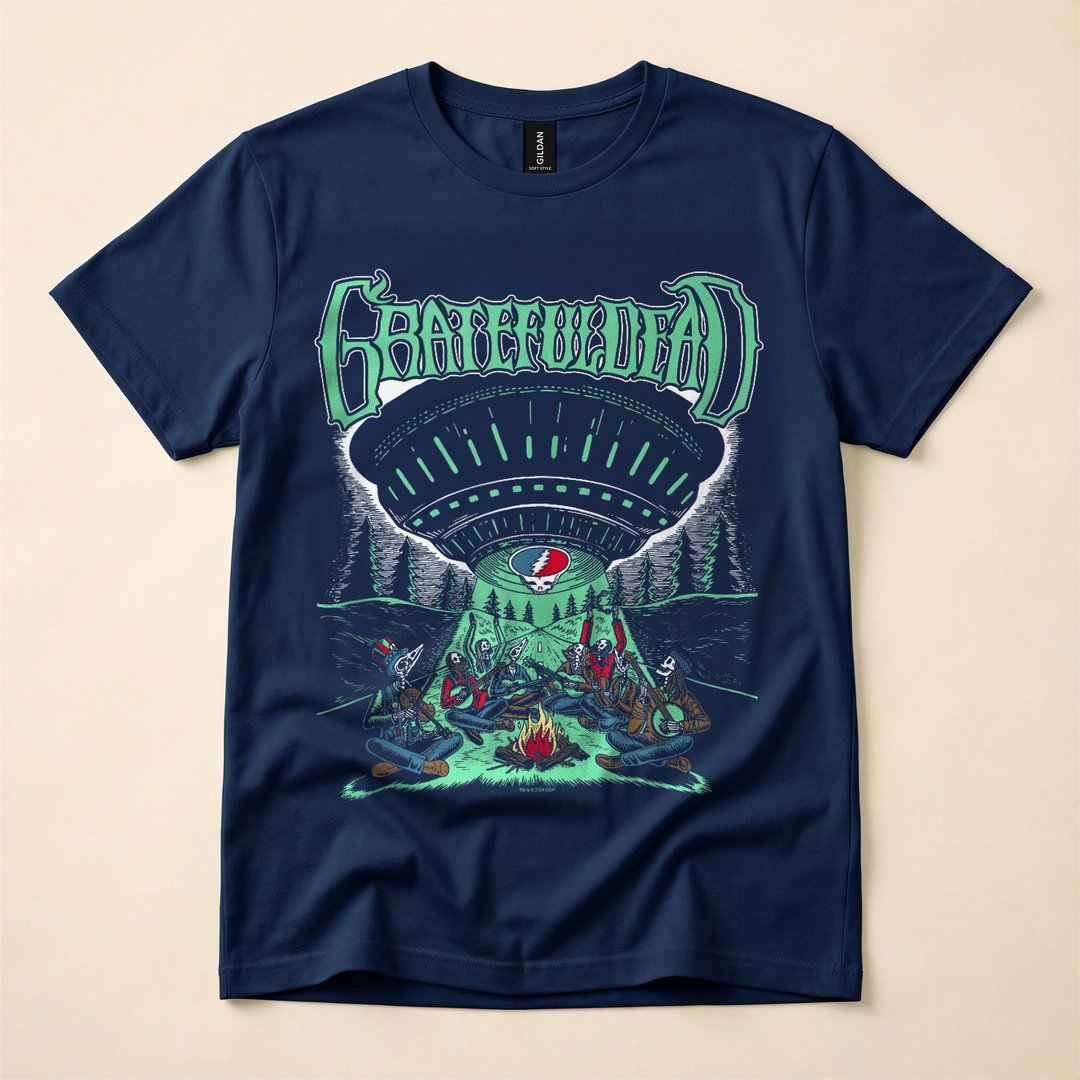 Grateful Dead Skeletons and Aliens Camping T-Shirt - photo 2