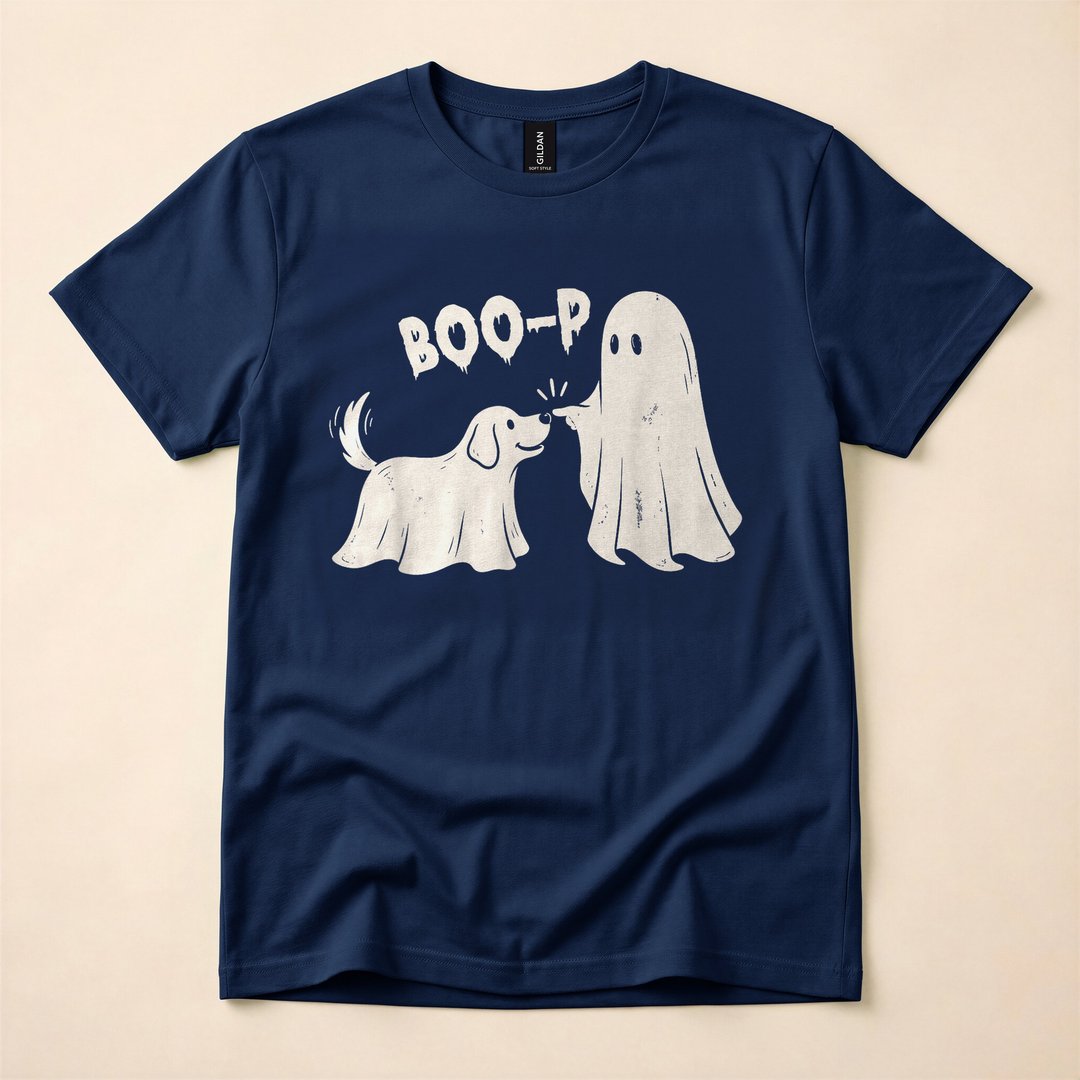 Boo-p Ghost Dog Funny Halloween Dog Mom T-Shirt - photo 2