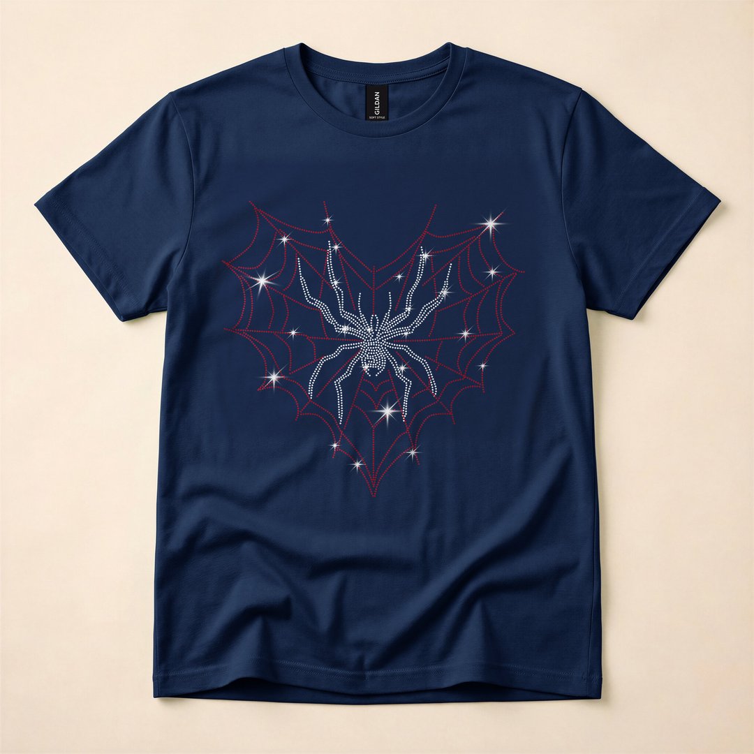 Cute Heart Spider Web Cobweb Halloween T-Shirt - photo 2