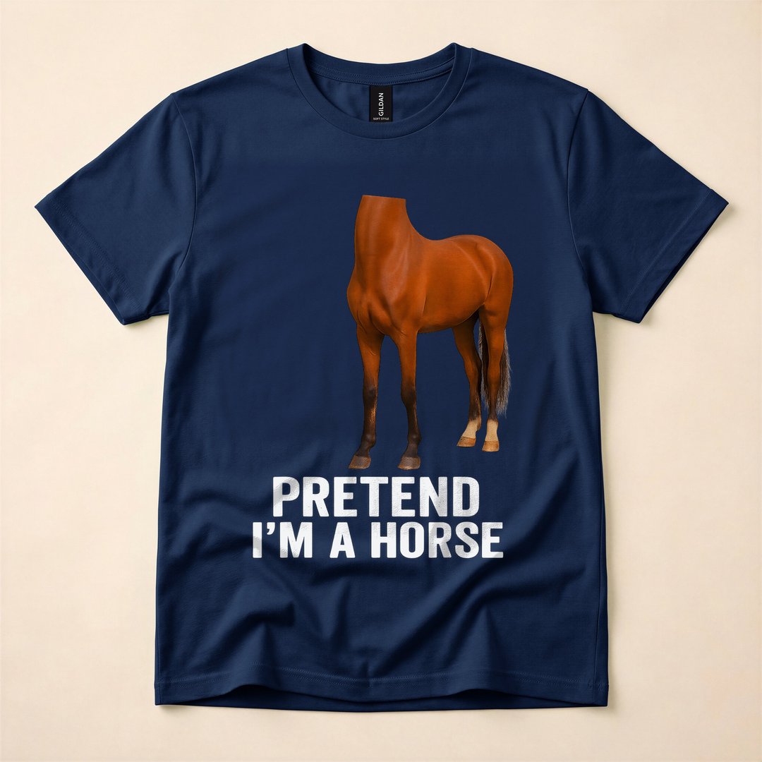 Pretend I'm A Horse Funny Easy Halloween Costume T-Shirt - photo 2
