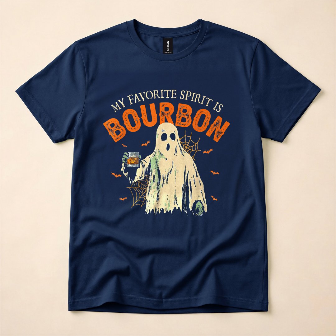My Favorite Spirit Is Bourbon Funny Ghost T-Shirt - photo 2