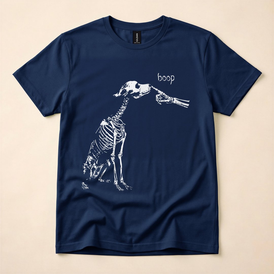 Boop Skeleton Dog Funny Halloween Night T-Shirt - photo 2