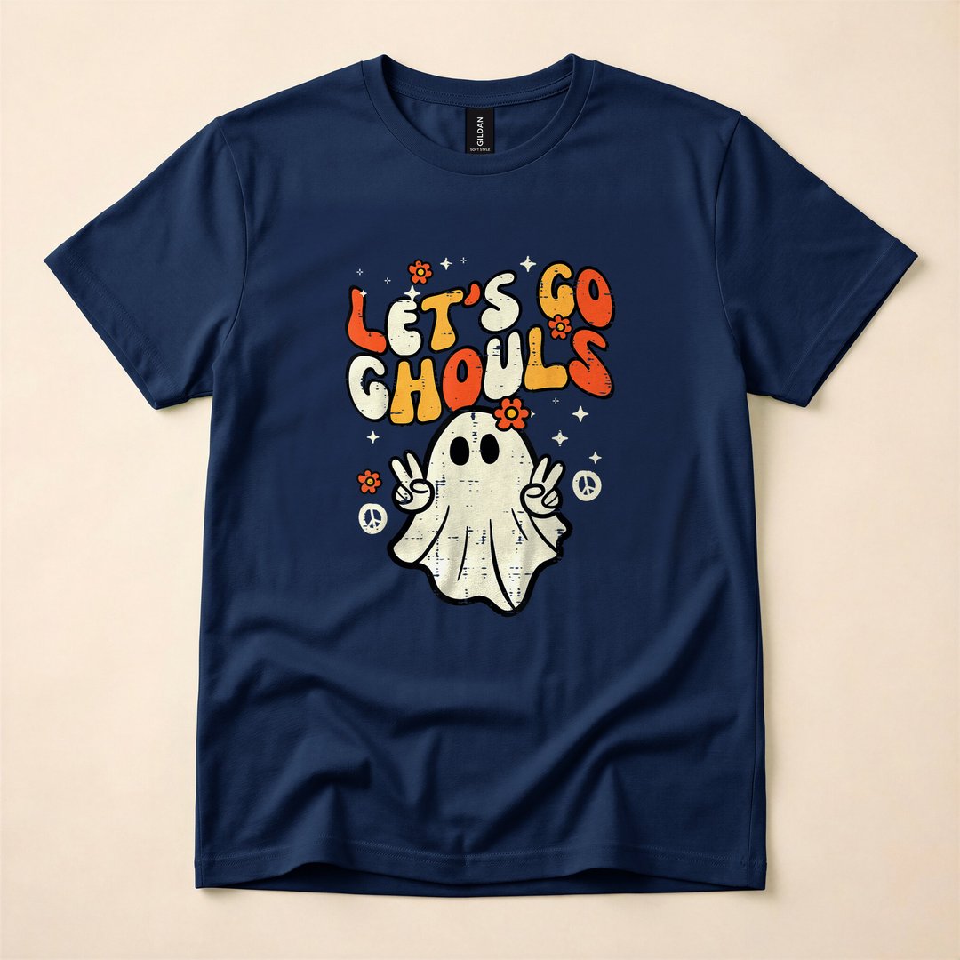 Let's Go Ghouls Retro Ghost Halloween Costume T-Shirt - photo 2
