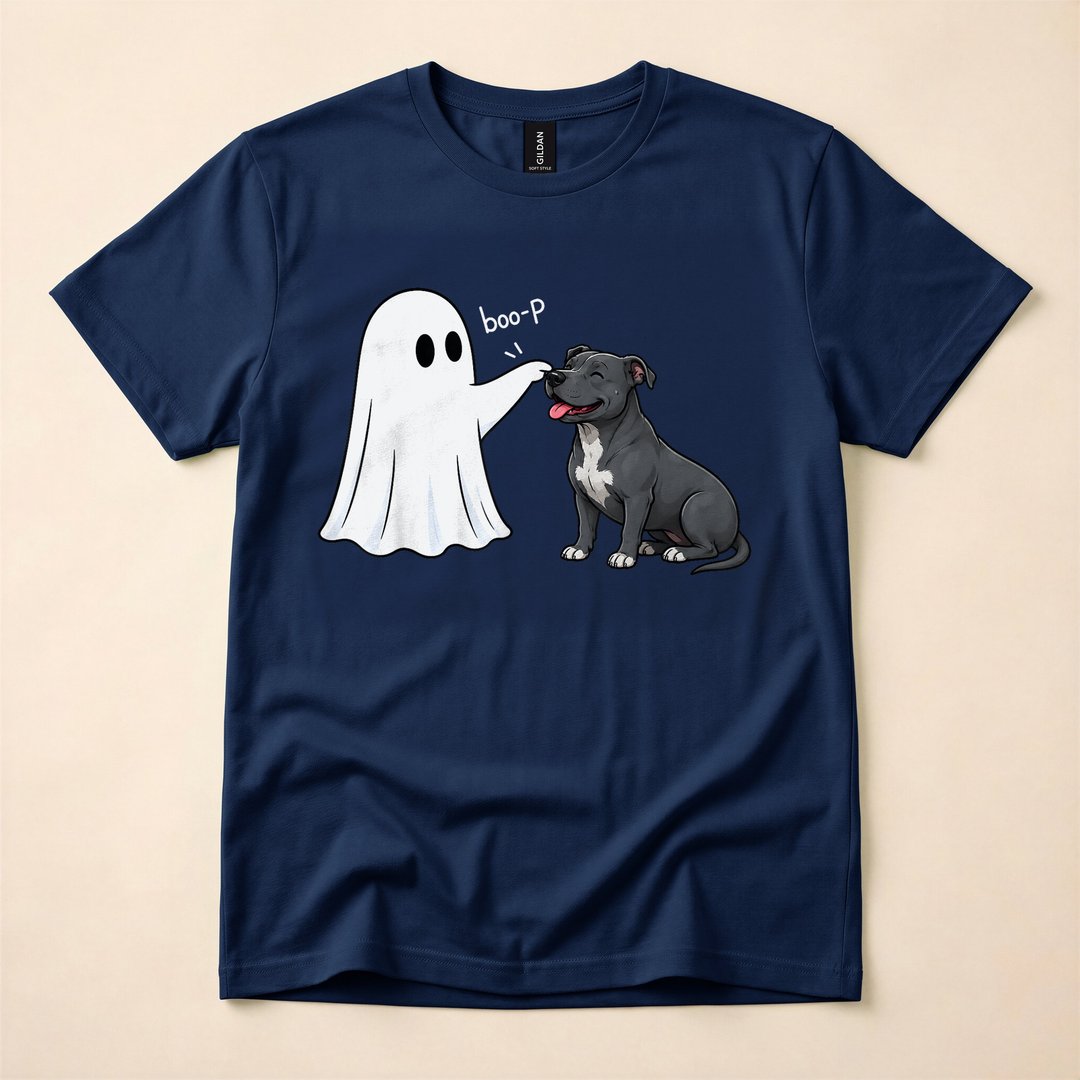 Pit Bull Ghost Nose Boop Halloween Dog Lover T-Shirt - photo 2