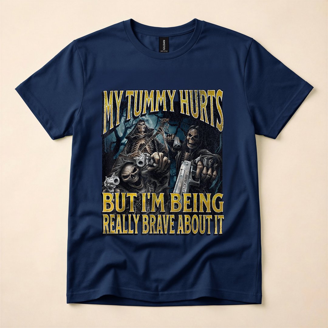 My Tummy Hurts Funny Hard Skeleton Bootleg Meme T-Shirt - photo 2