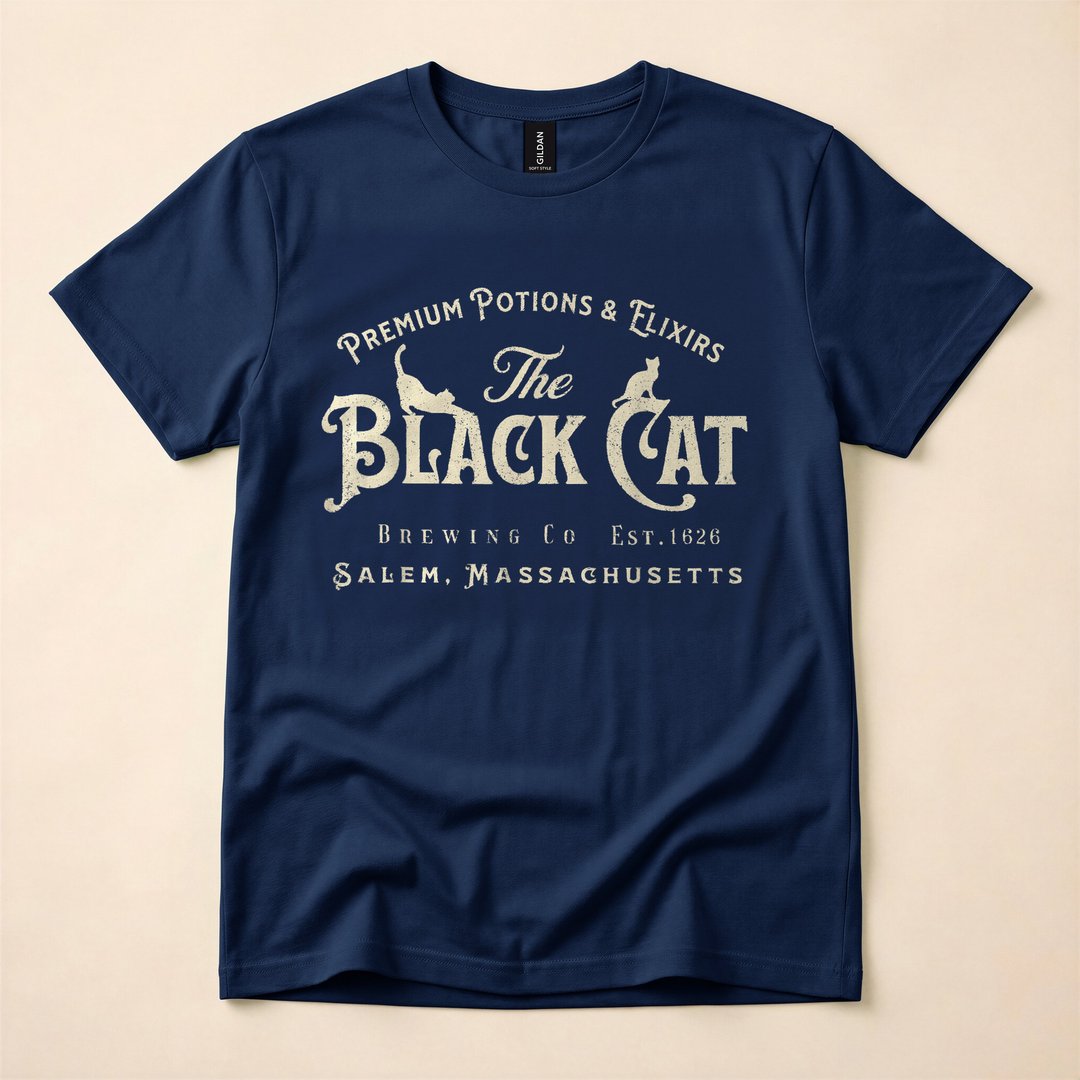 Black Cat Witchy Salem Est 1626 Halloween T-Shirt - photo 2