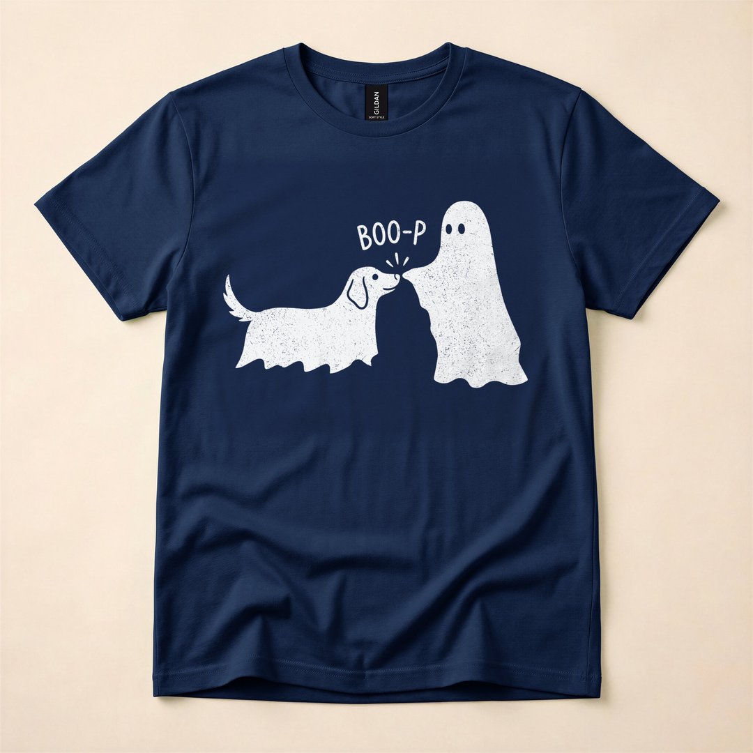 Boo-p Ghost Dog Funny Halloween Dog Mom T-Shirt - photo 2