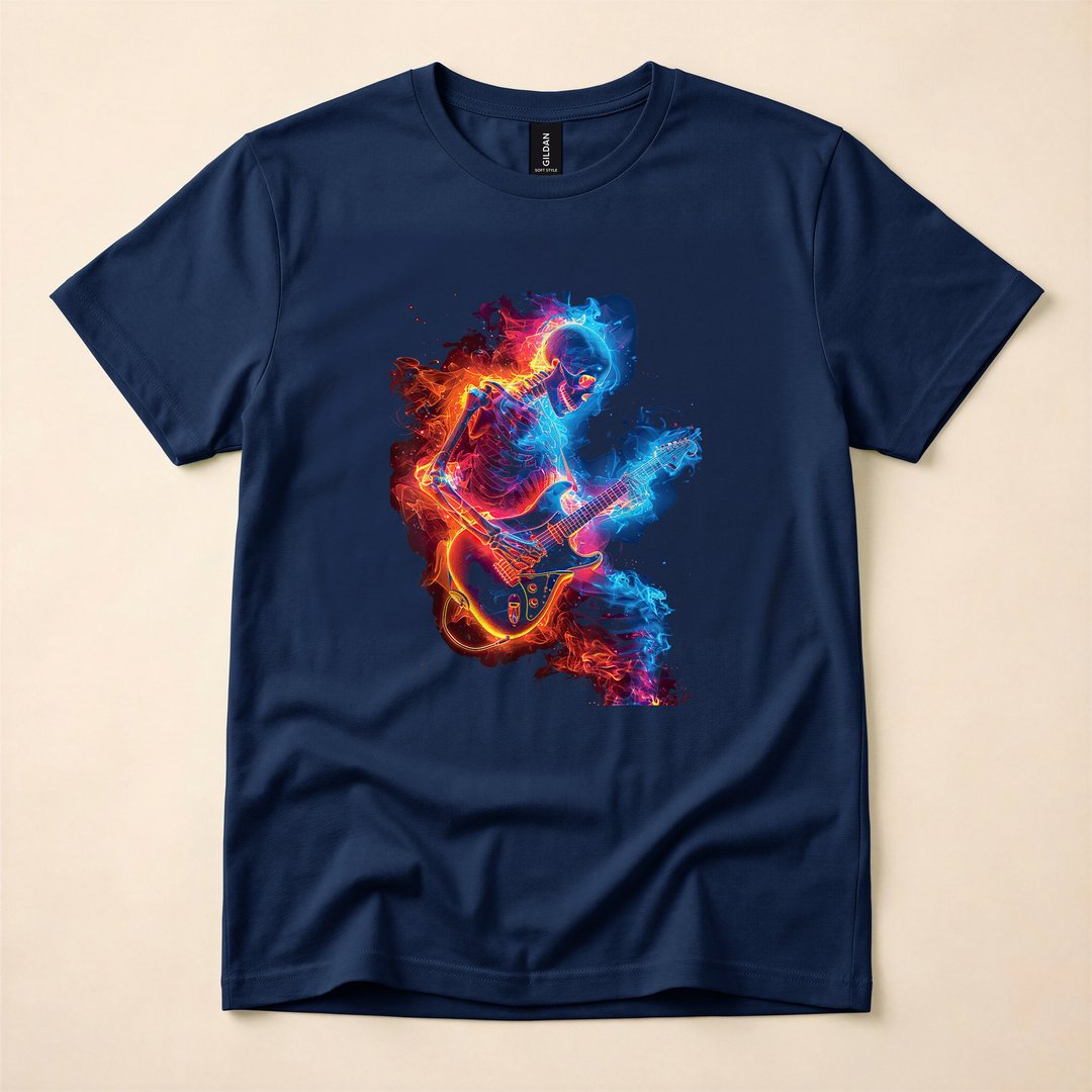 Skeleton Playing Guitar Rock Star Shredder T-Shirt - photo 2