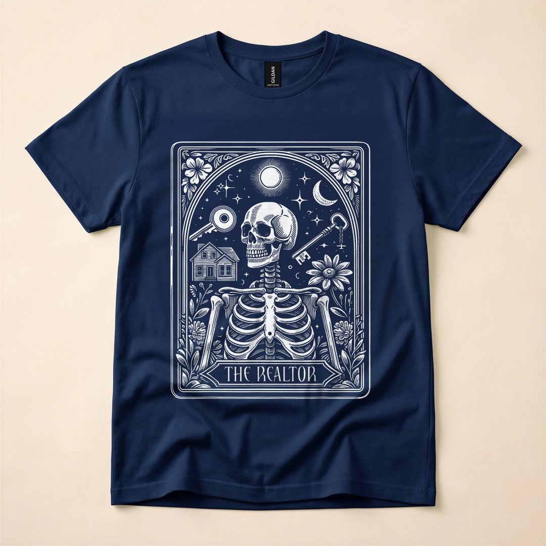 Realtor Skeleton Tarot Card Witchy Halloween T-Shirt - photo 2