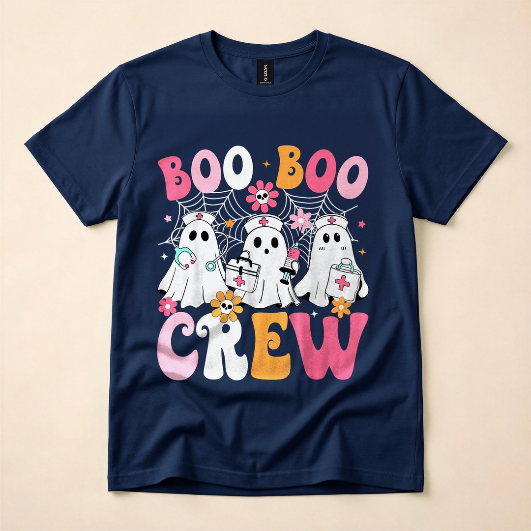 Boo Boo Crew Spooky Nurse Ghost Halloween T-Shirt - photo 2