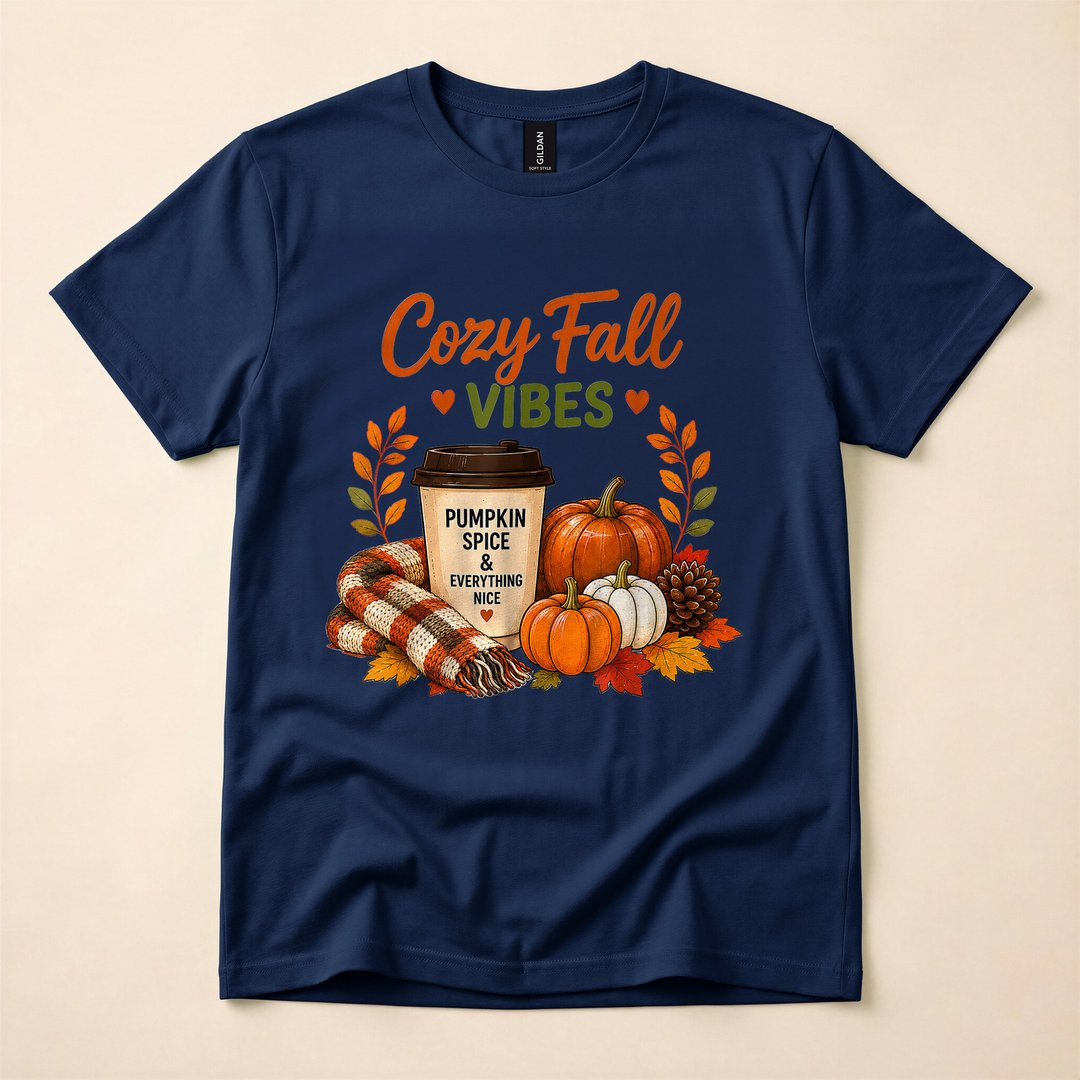 Cozy Fall Vibes Pumpkin Spice Autumn Coffee T-Shirt - photo 2