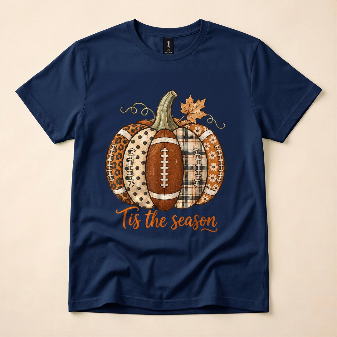 Football Pumpkin Tis the Season Leopard Fall T-Shirt - photo 2