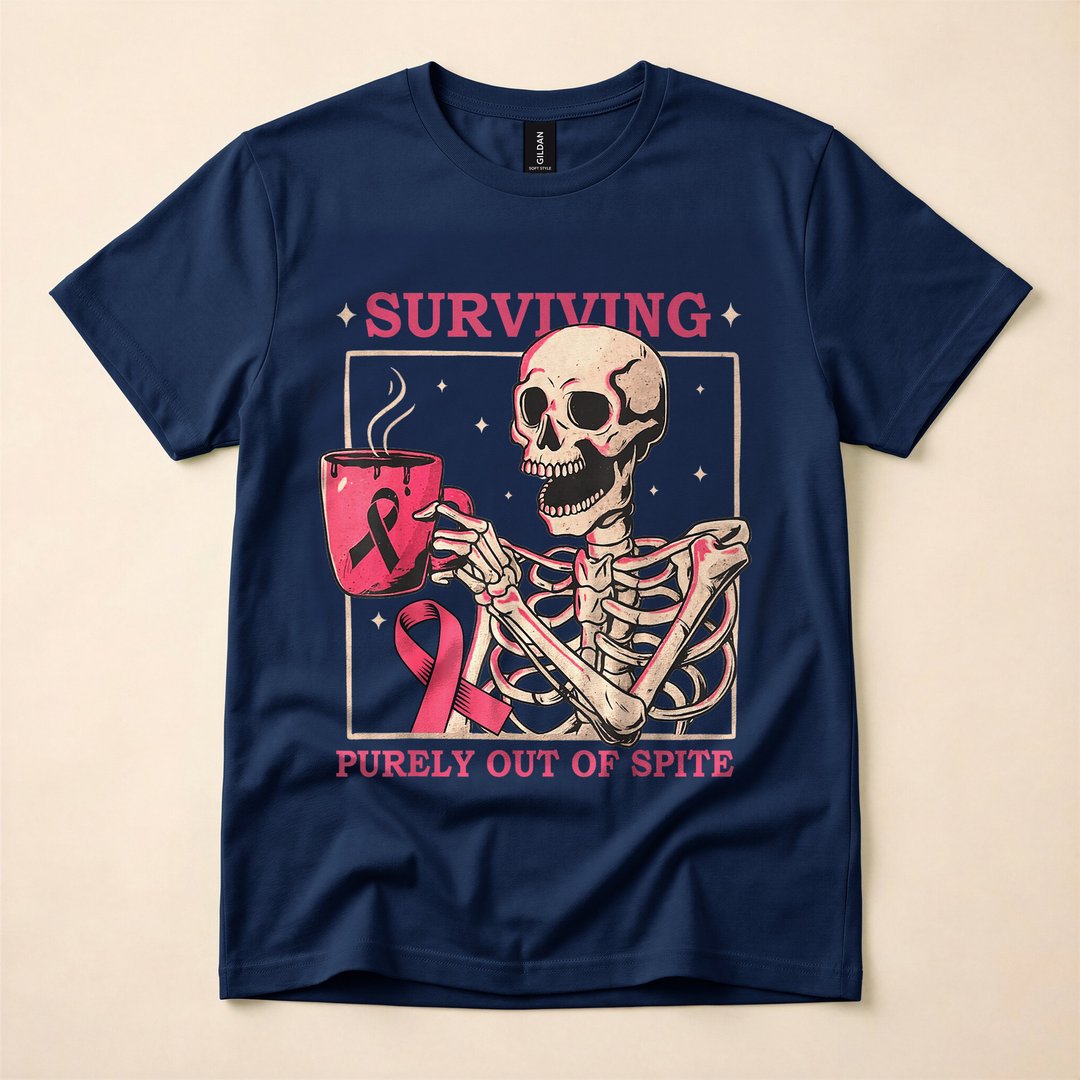 Surviving Purely Out of Spite Funny Skeleton T-Shirt - photo 2