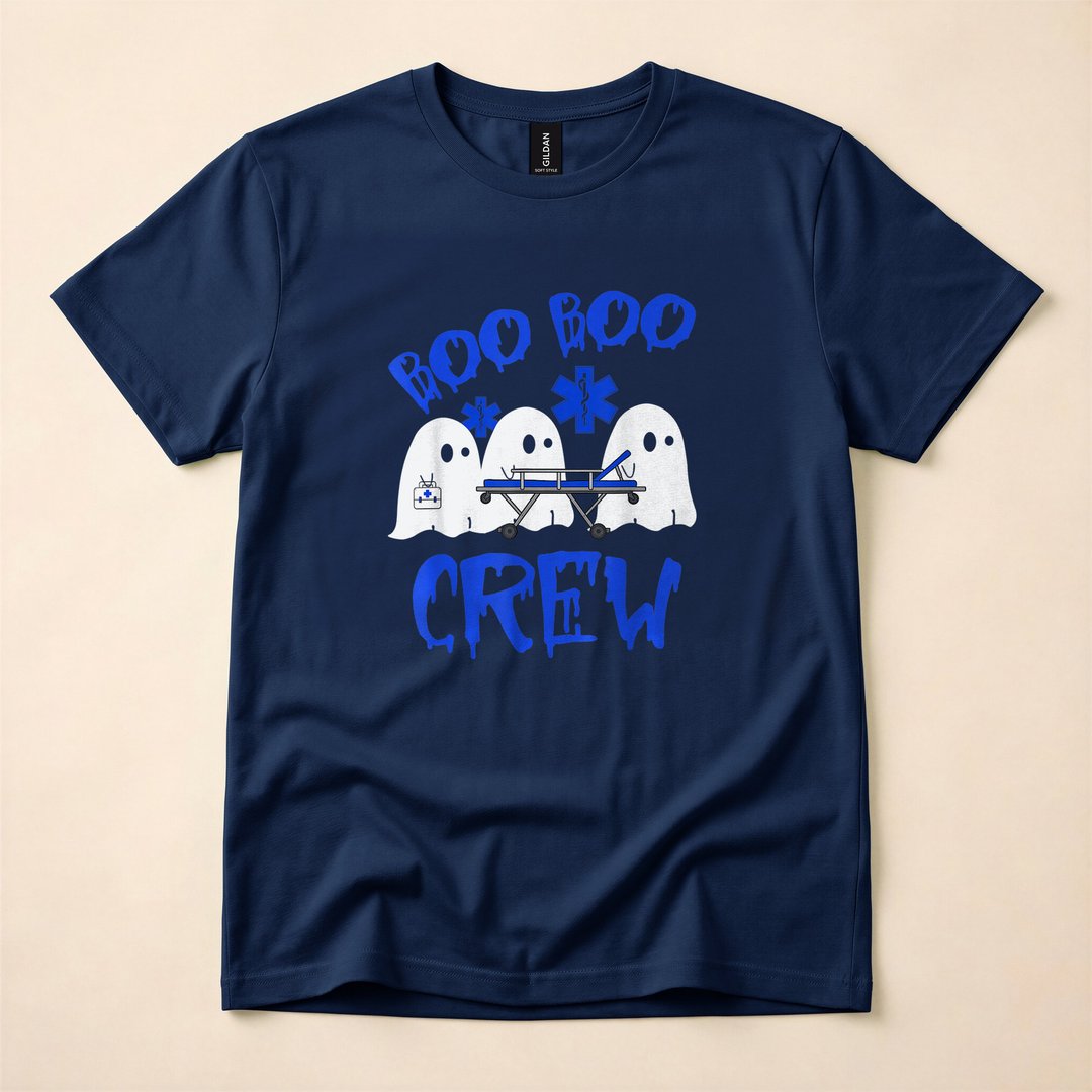 Boo Boo Crew Ghost EMS EMT Paramedic Halloween T-Shirt - photo 2