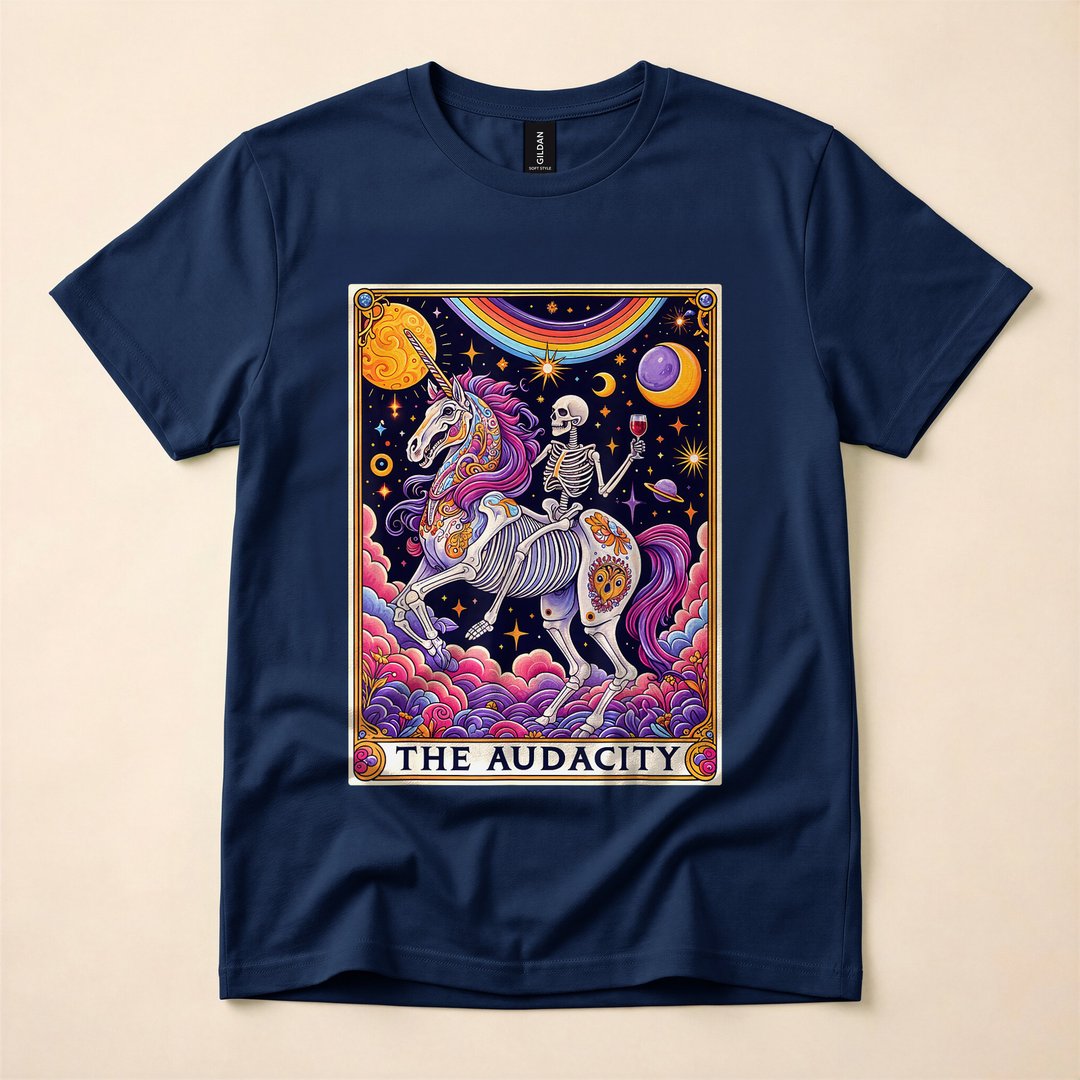 The Audacity Rainbow Skeleton Unicorn Tarot T-Shirt - photo 2