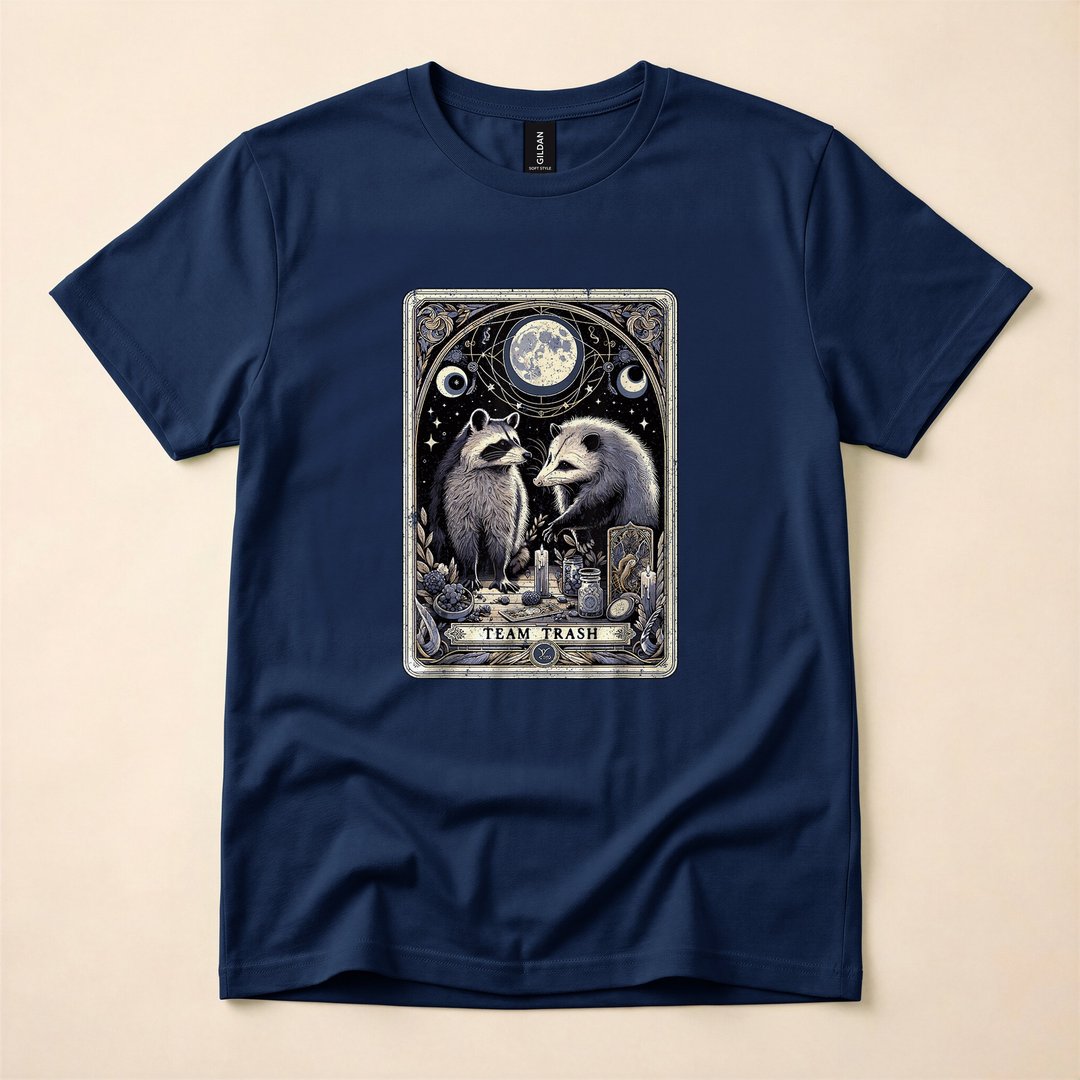 Team Trash Opossum Tarot Card Witchy Halloween T-Shirt - photo 2