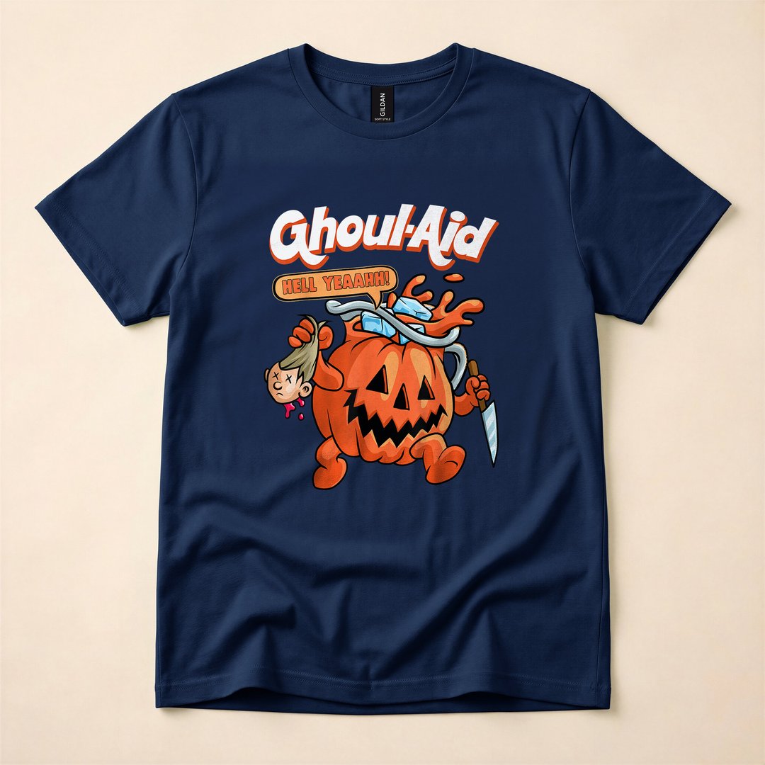 Cool Ghoul Aid Pumpkin Halloween Meme T-Shirt, Funny Spooky Season Graphic Tee - photo 2