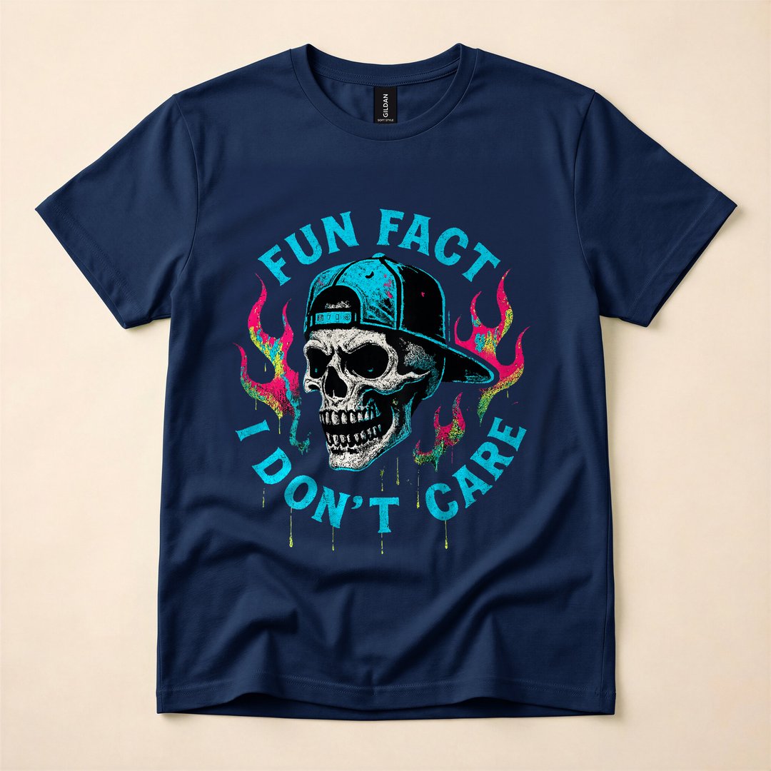 Fun Fact I Don't Care Funny Skeleton Quote T-Shirt - photo 2