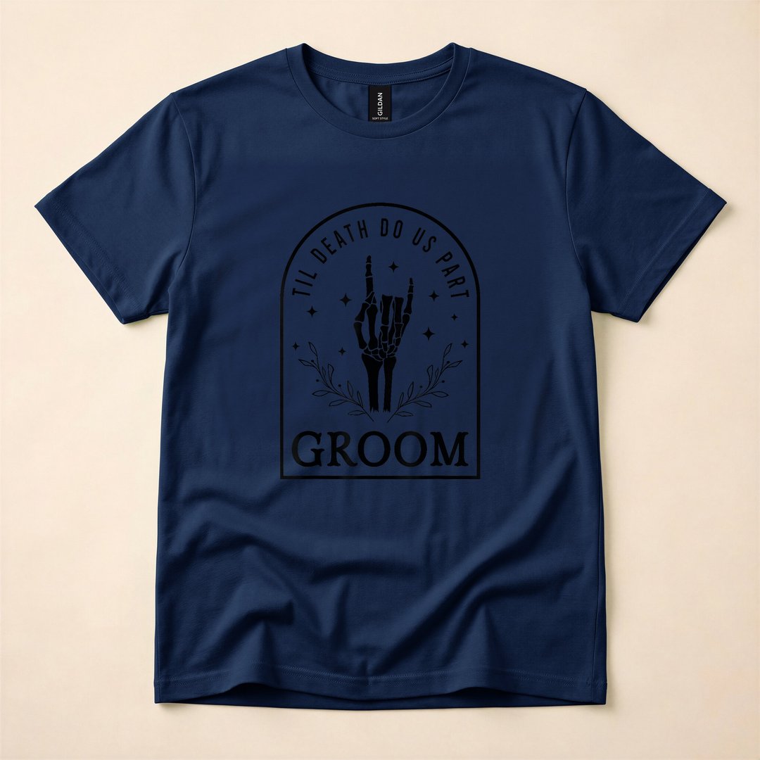 Skeleton Bride and Groom Gothic Halloween Wedding T-Shirt - photo 2