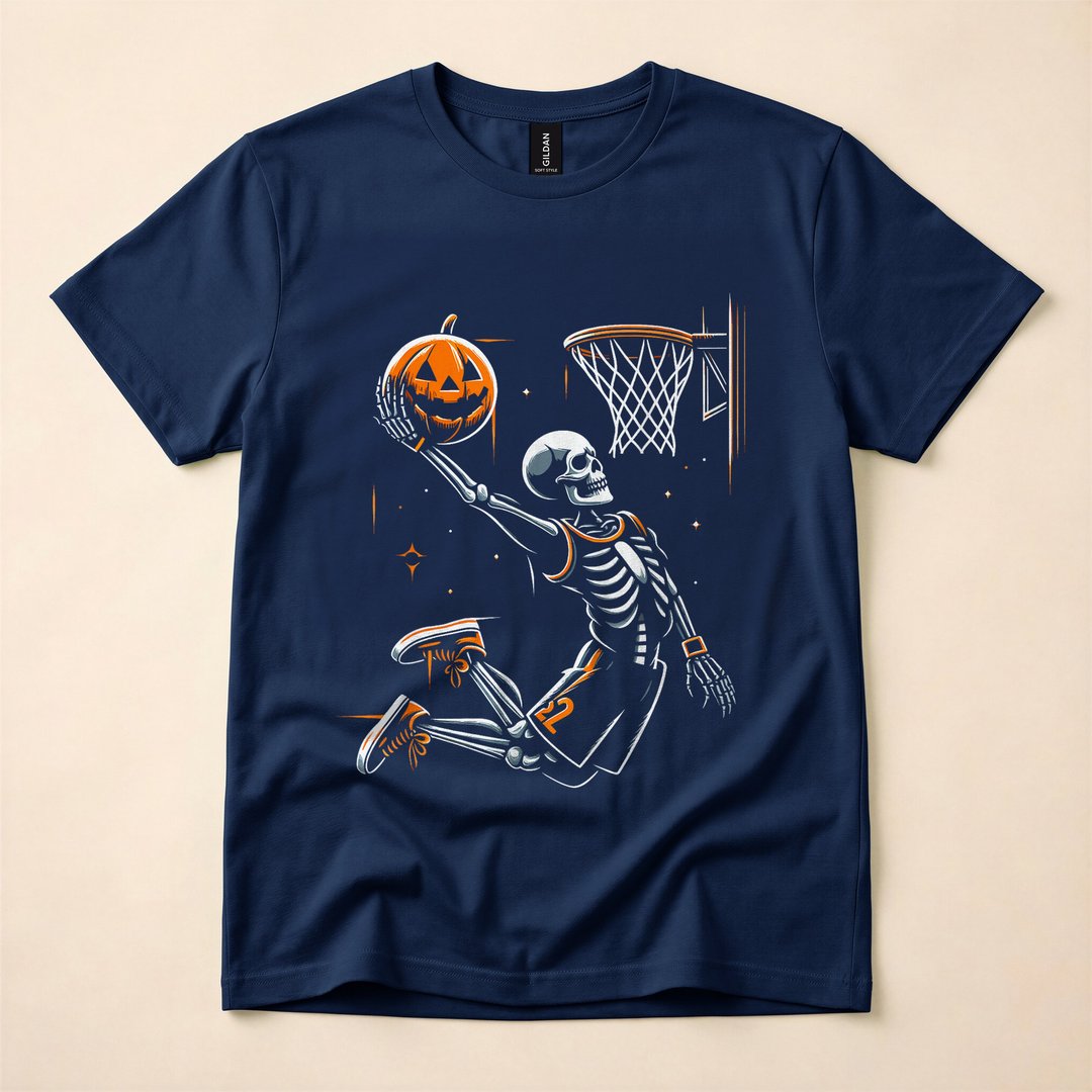 Skeleton Basketball Player Scary Halloween T-Shirt - photo 2