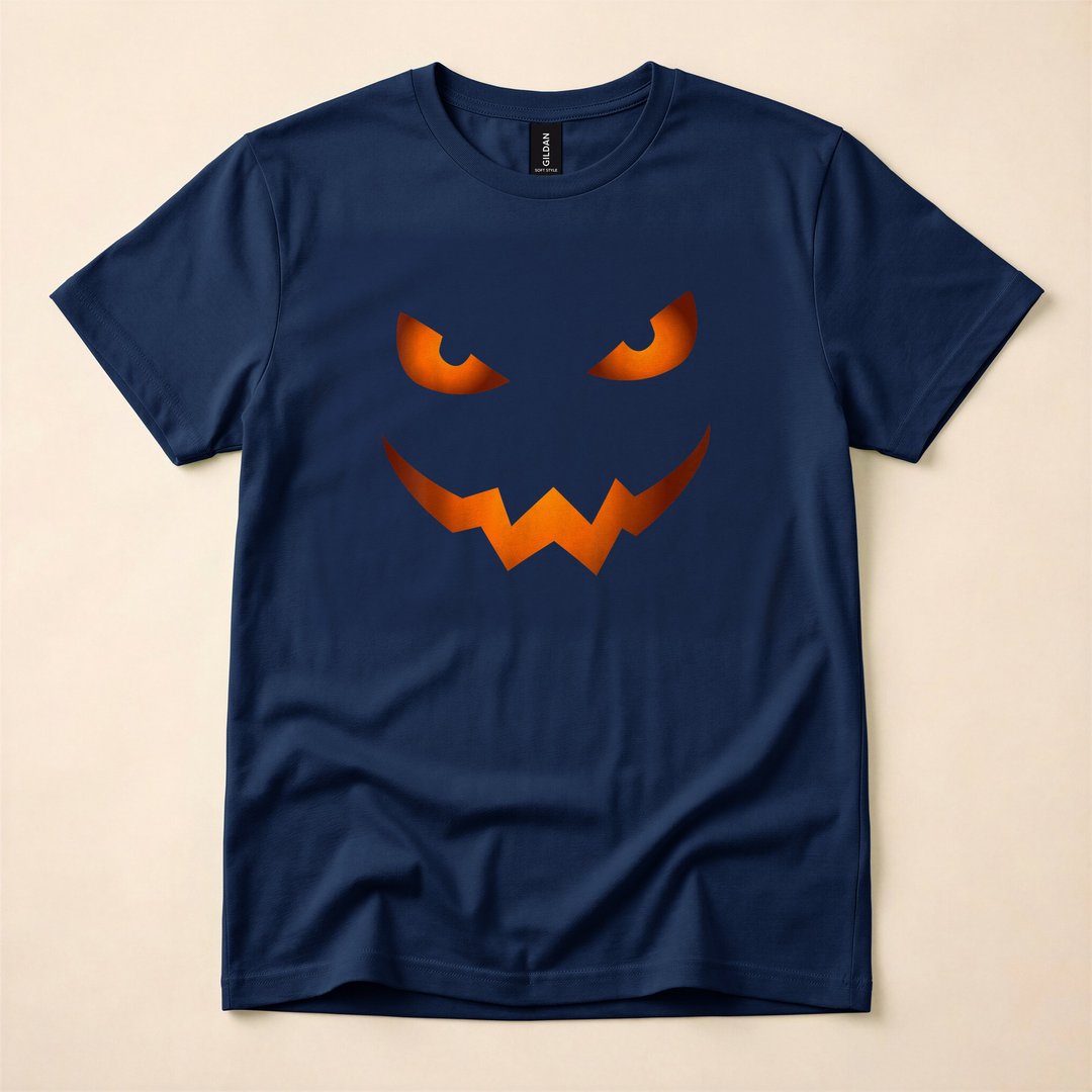 Scary Jack-O-Lantern Pumpkin Face Halloween T-Shirt - photo 2