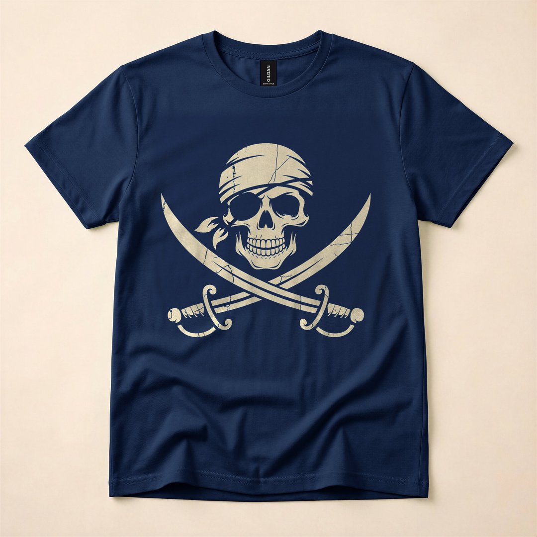Pirate Skull and Crossbones Skeleton Halloween T-Shirt - photo 2