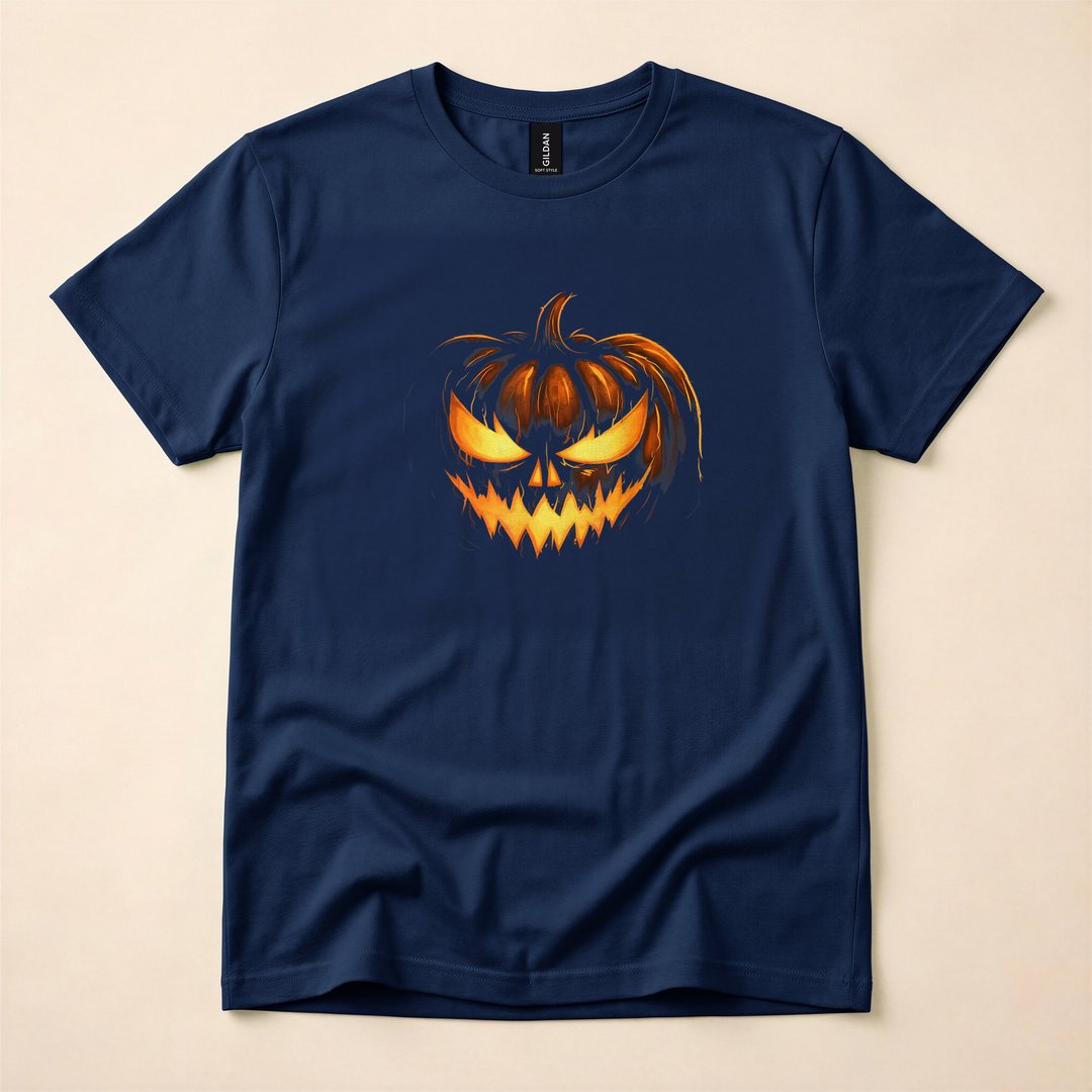Scary Carved Jack-o'-Lantern Pumpkin Face Halloween T-Shirt - photo 2