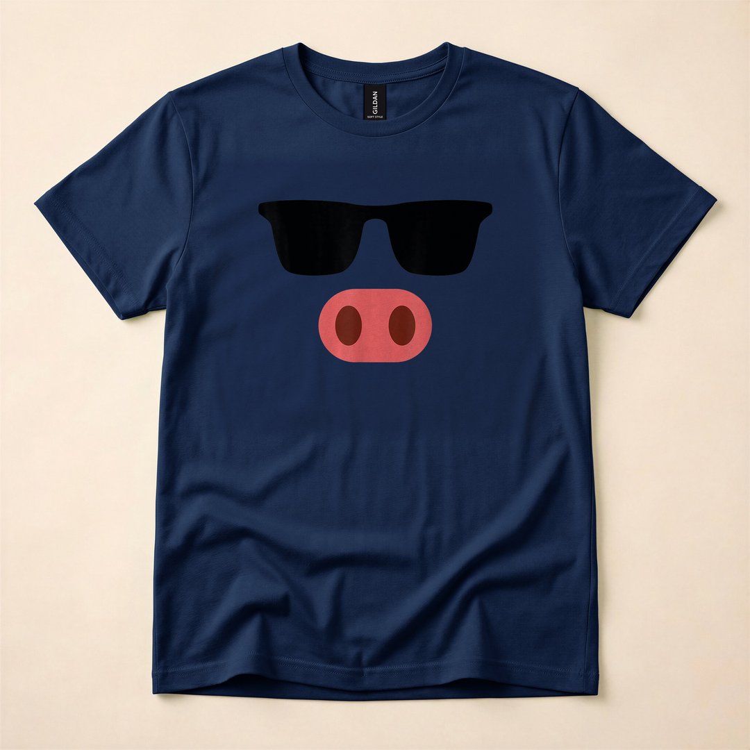 Pink Pig Face Cool Sunglasses Cute Halloween Costume T-Shirt - photo 2