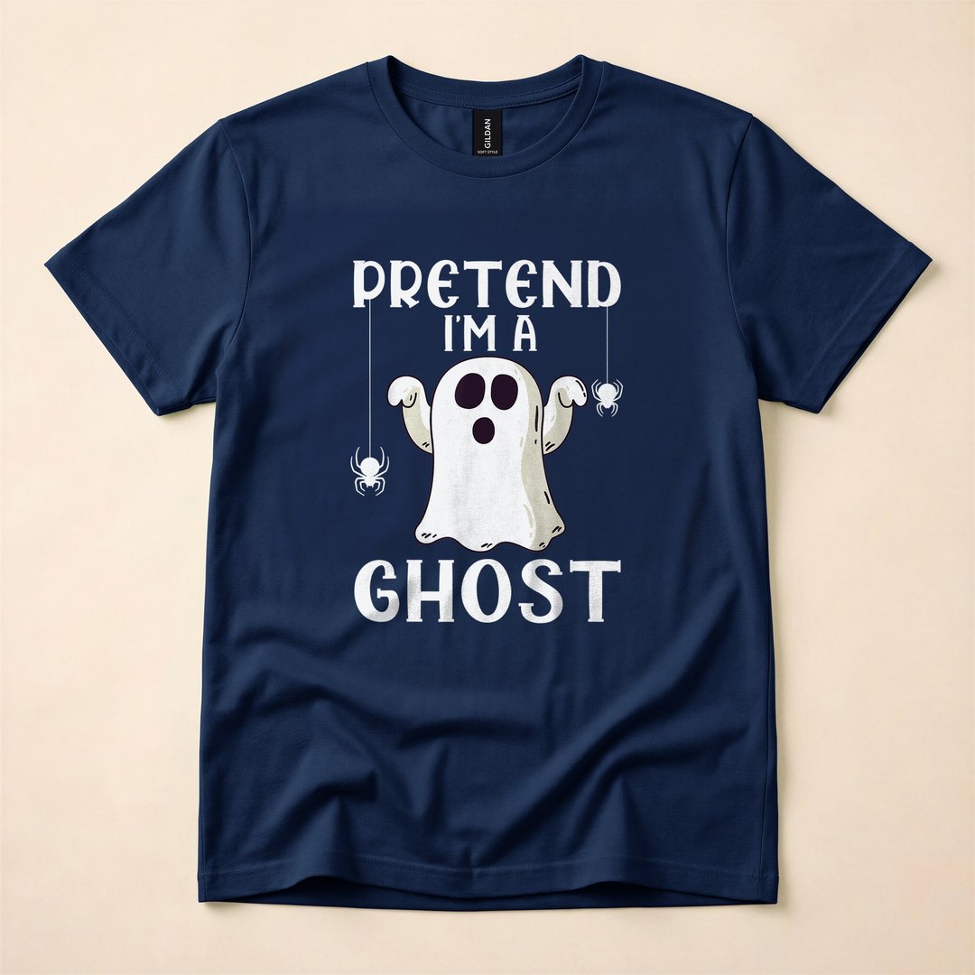 Pretend I'm a Ghost Lazy Halloween Costume T-Shirt - photo 2
