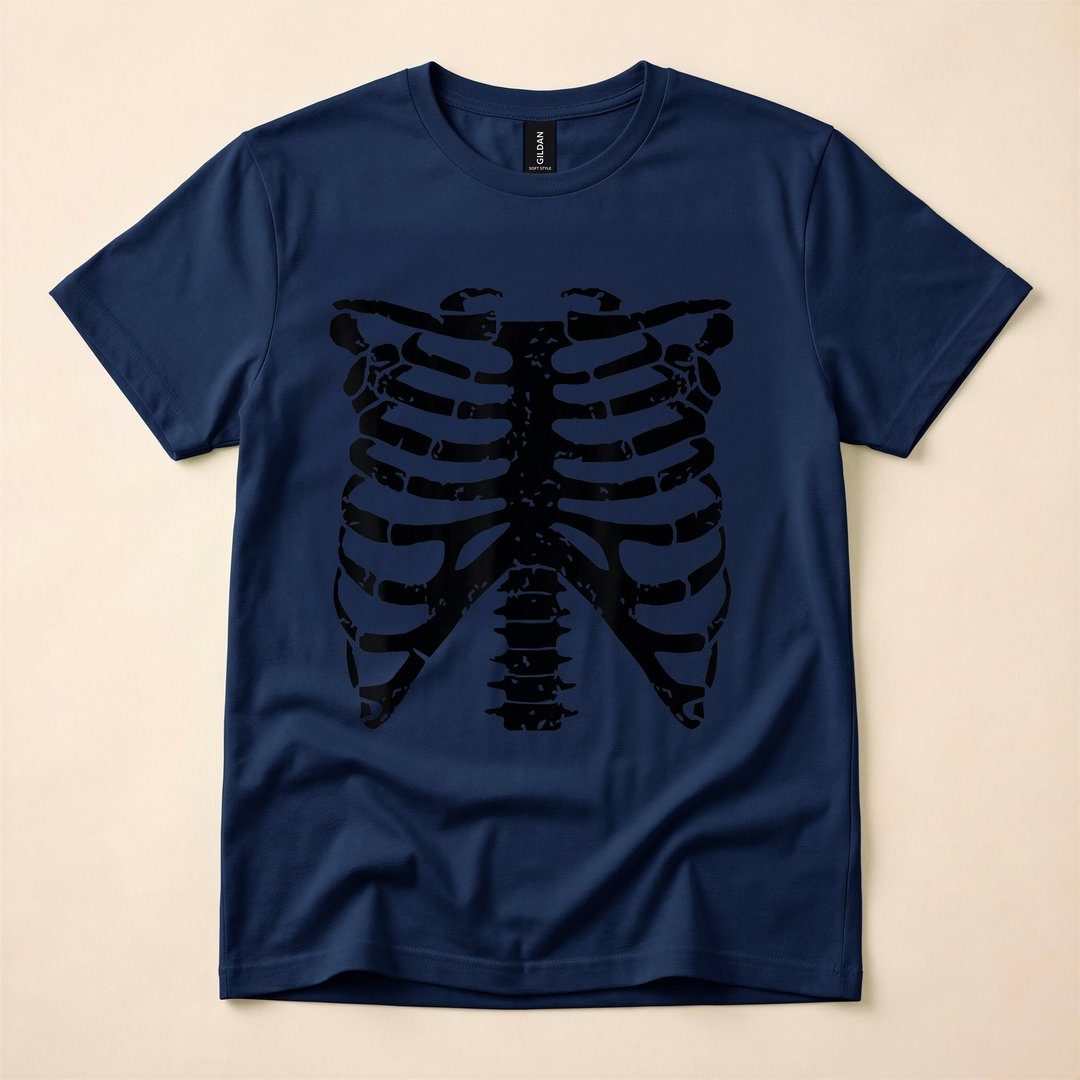 Skeleton Rib Cage Funny Halloween Costume T-Shirt - photo 2